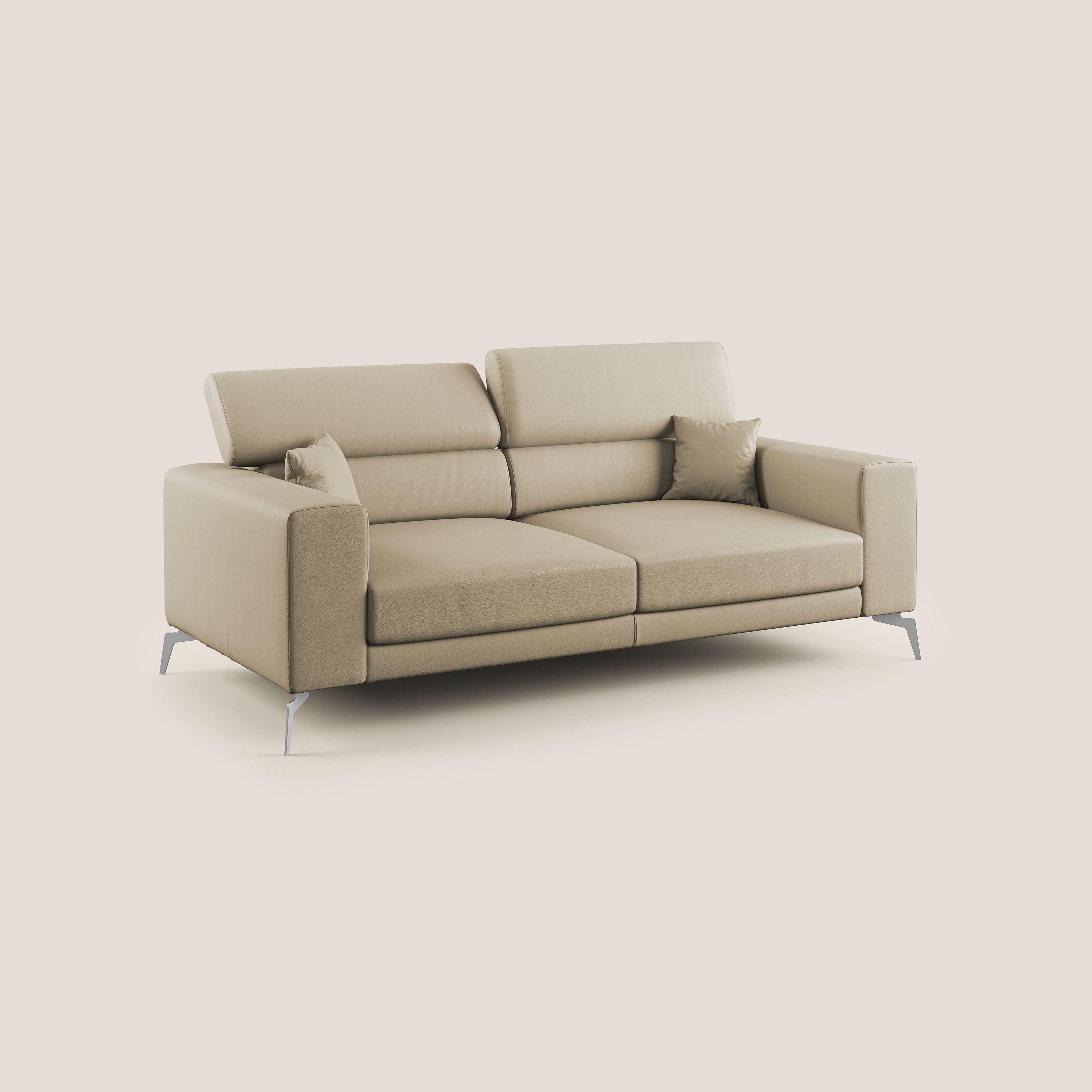 Blade Divano moderno con poggiatesta reclinabili in Ecopelle T04 beige - divani.store