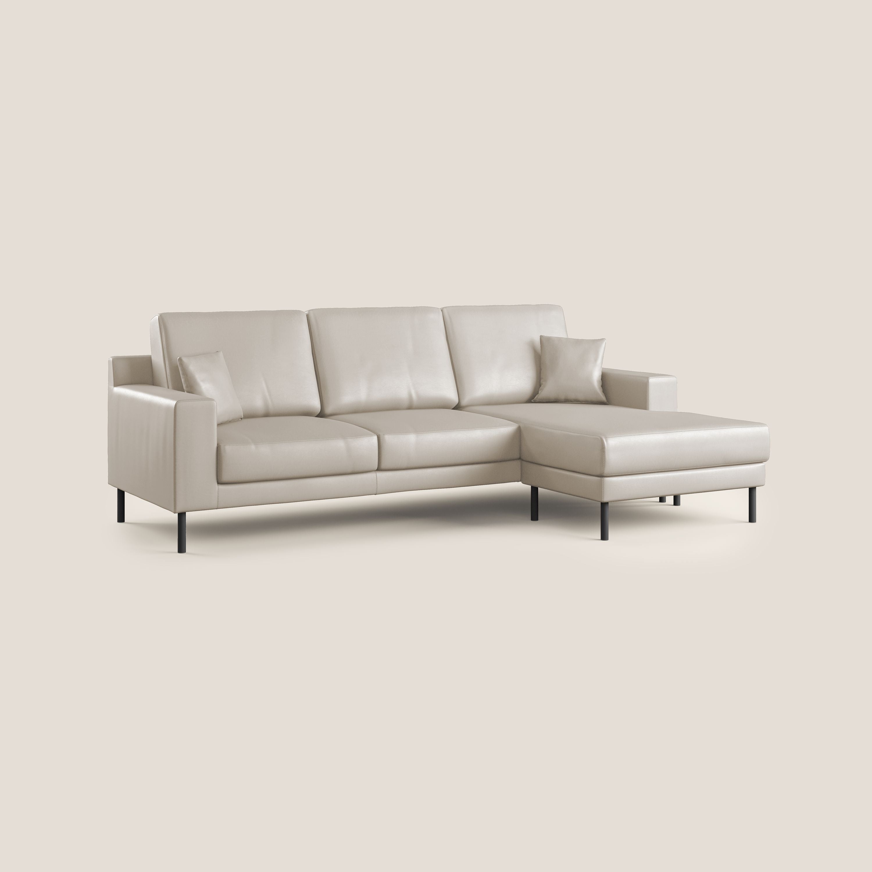 Uranio divano angolare moderno REVERSIBILE in Ecopelle impermeabile T04 beige - divani.store