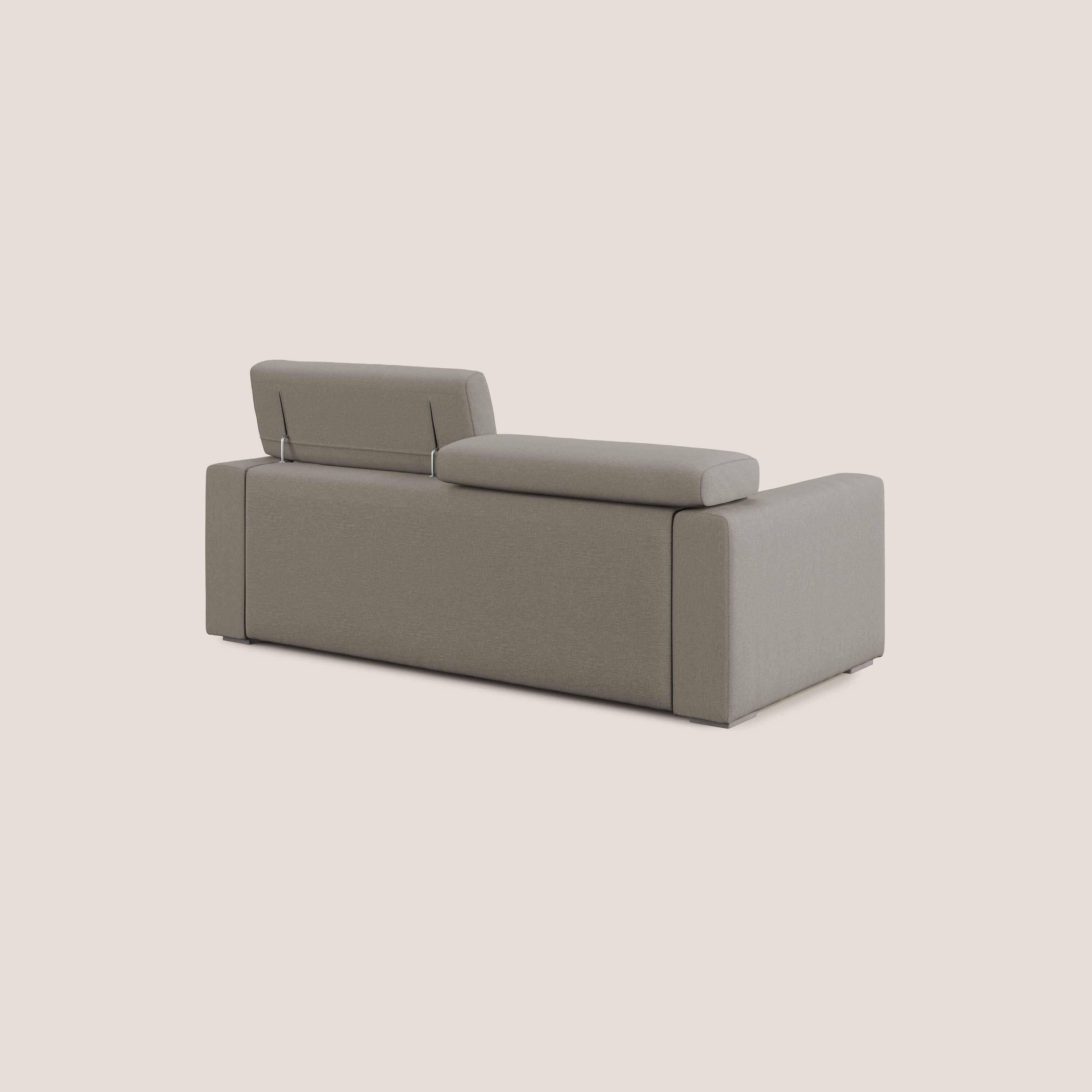 Dylan divano allungabile con pouf estraibile poggiapiedi in tessuto simil cotone impermeabile T13 tortora - divani.store