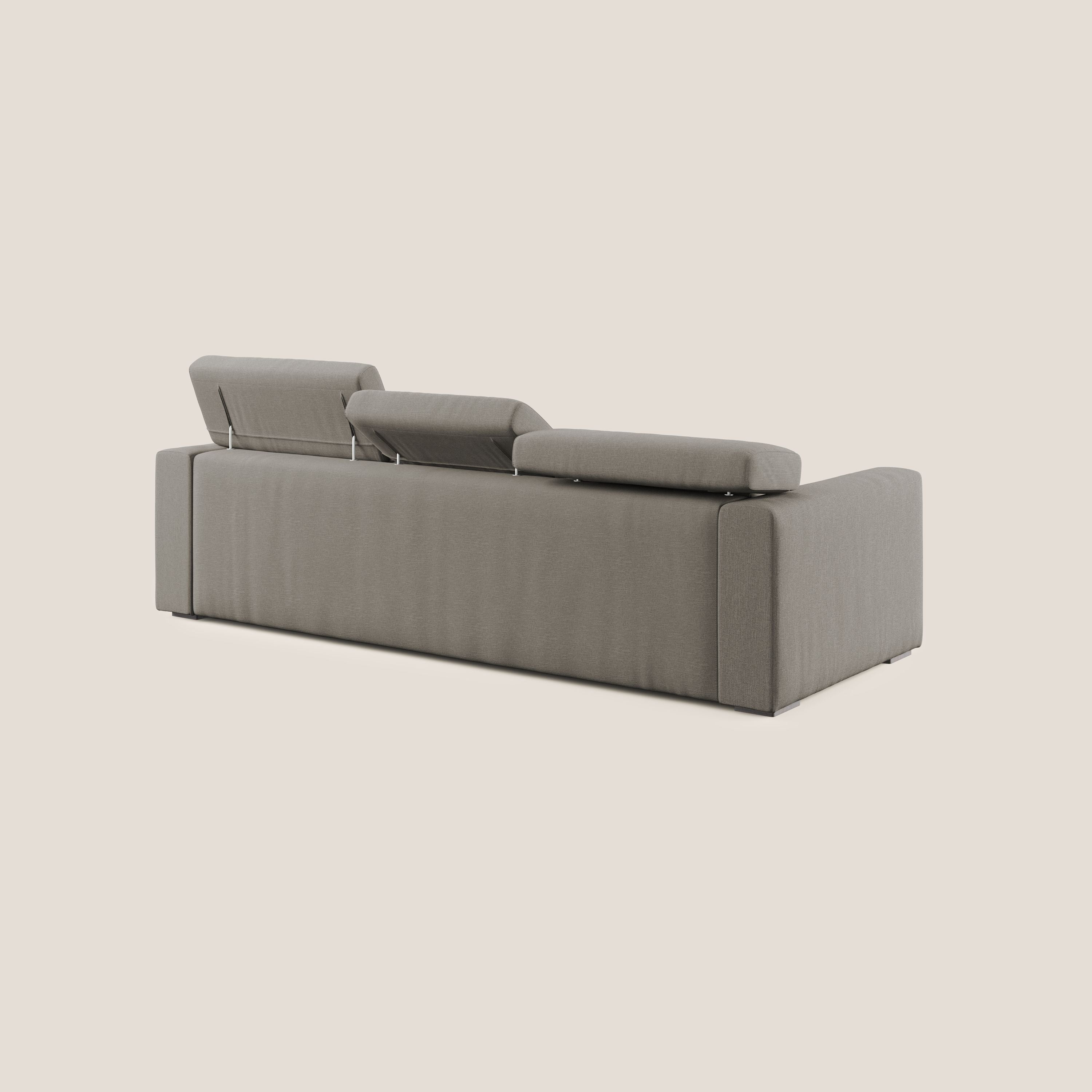 Dylan divano angolare con pouf estraibile poggiapiedi in tessuto simil cotone impermeabile T13 tortora - divani.store