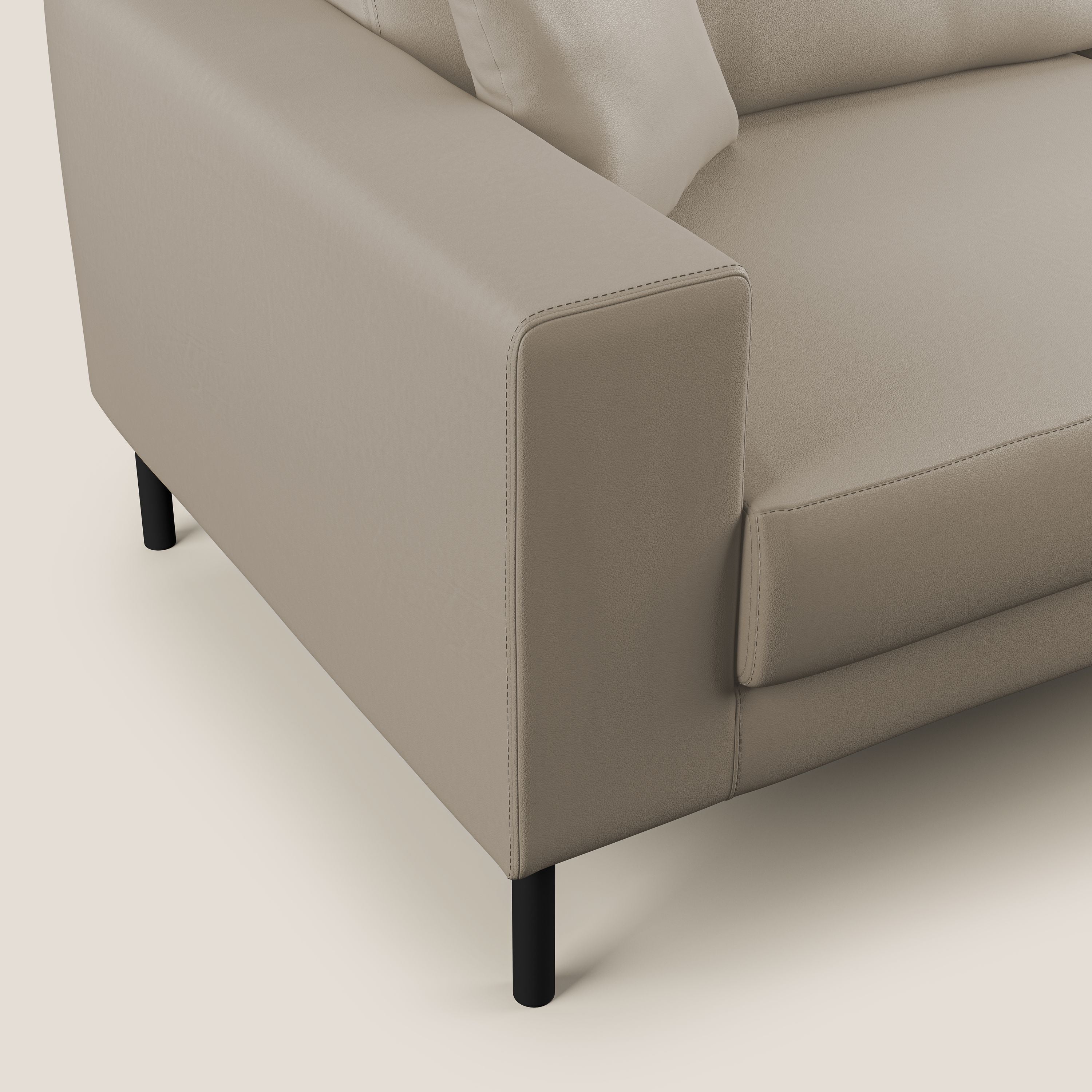 Uranio divano moderno lineare in Ecopelle impermeabile T04 beige - divani.store