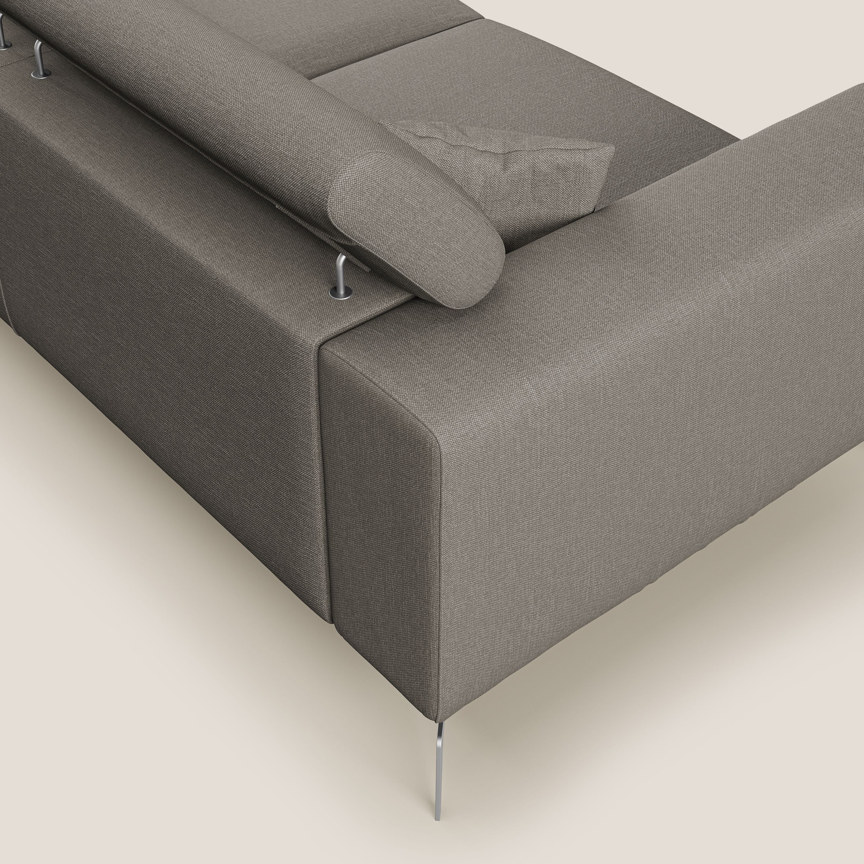 Blade Divano con poggiatesta reclinabili in tessuto impermeabile misto cotone T13 tortora - divani.store