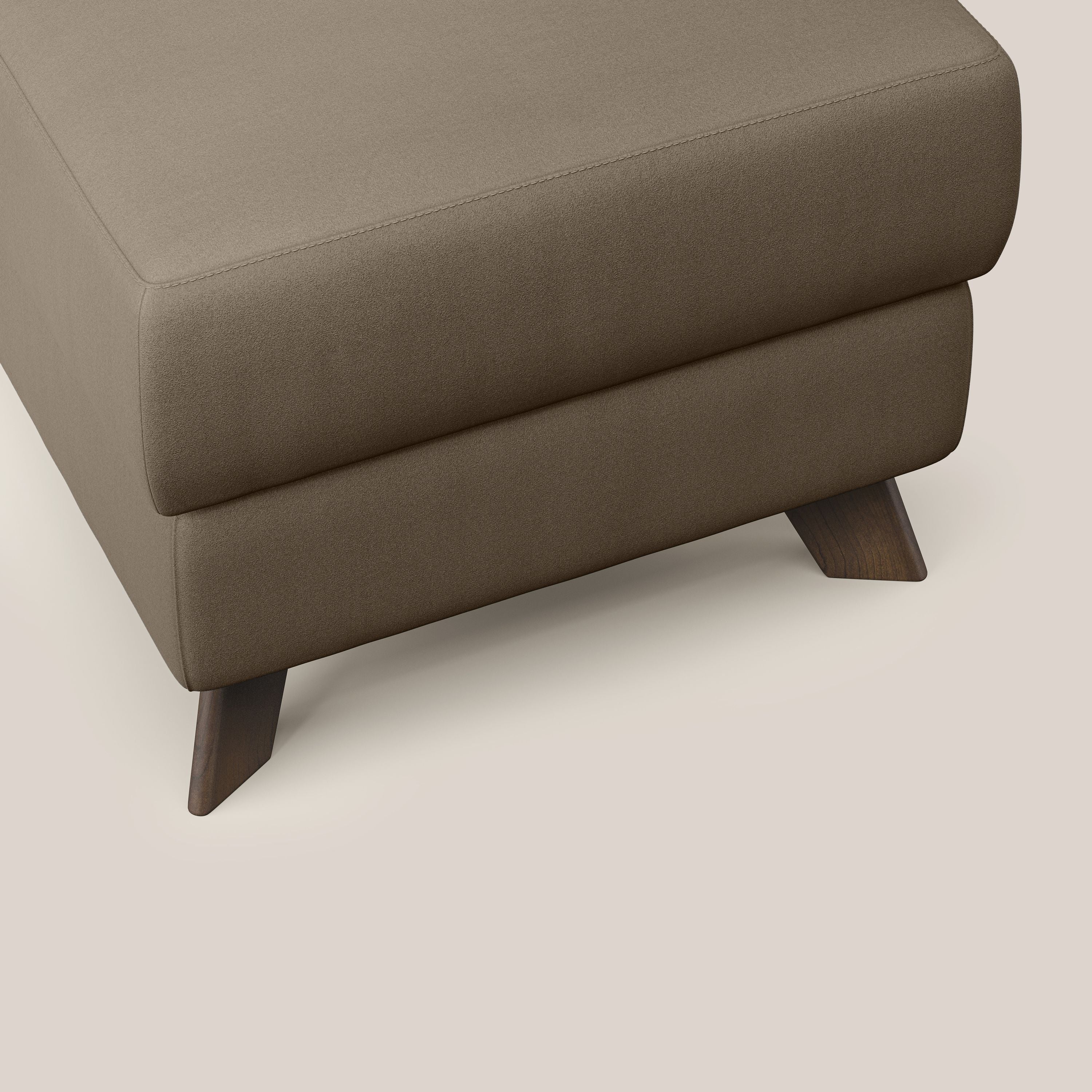 Moon Pouf contenitore e piedini alti in microfibra impermeabile T11 marrone - divani.store