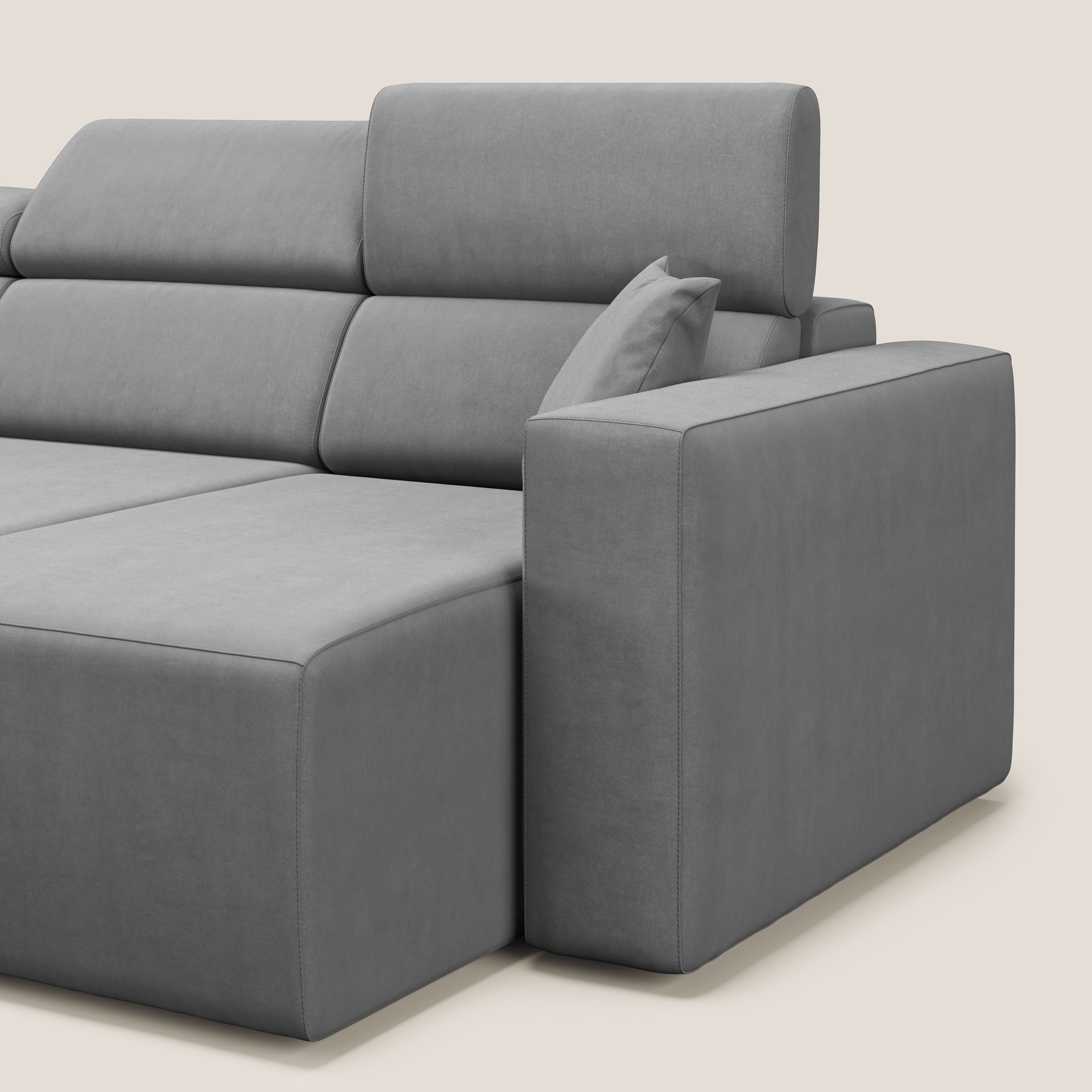 Orwell divano con 3 sedute estraibili in microfibra smacchiabile T11 grigio - divani.store