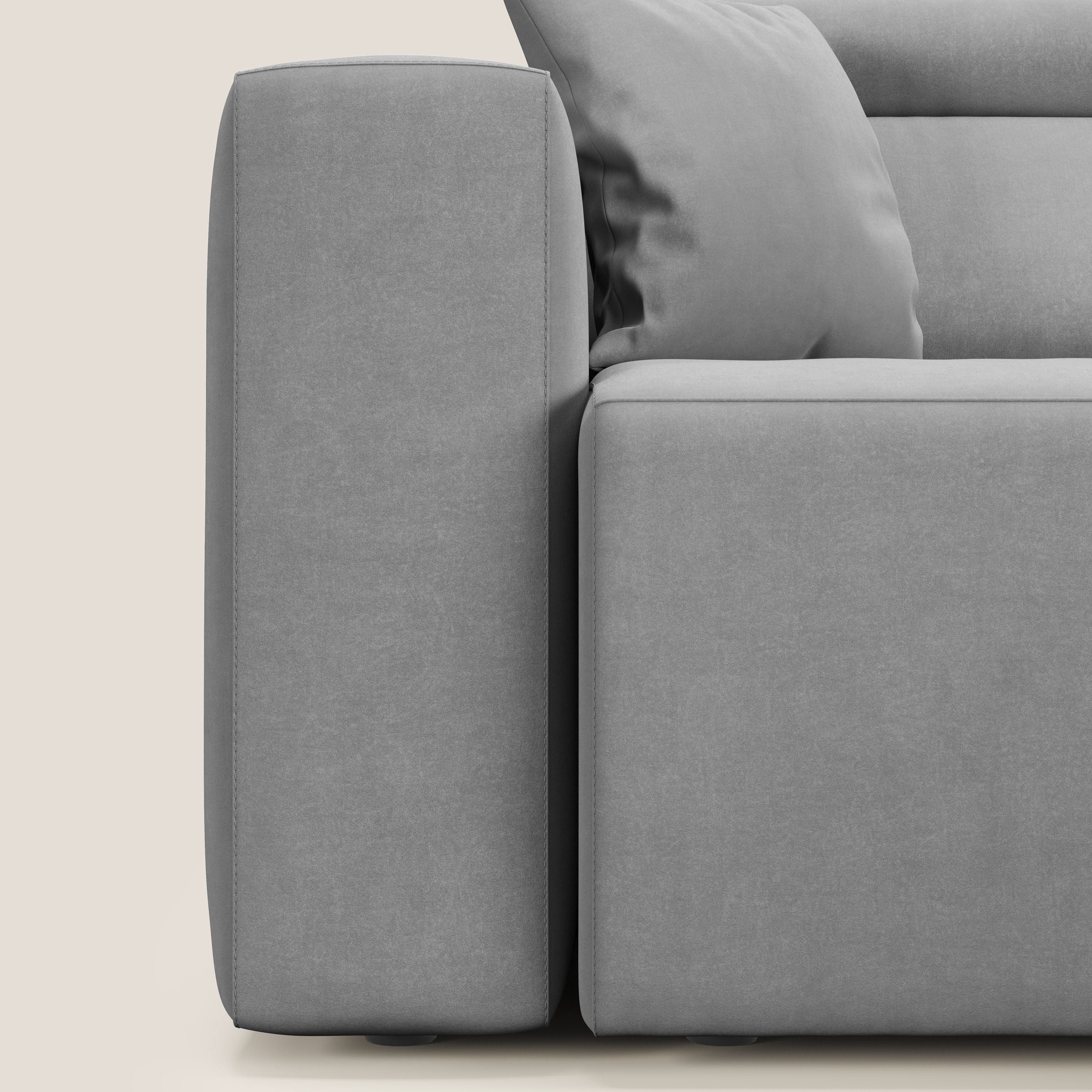 Orwell divano con 3 sedute estraibili in microfibra smacchiabile T11 grigio - divani.store