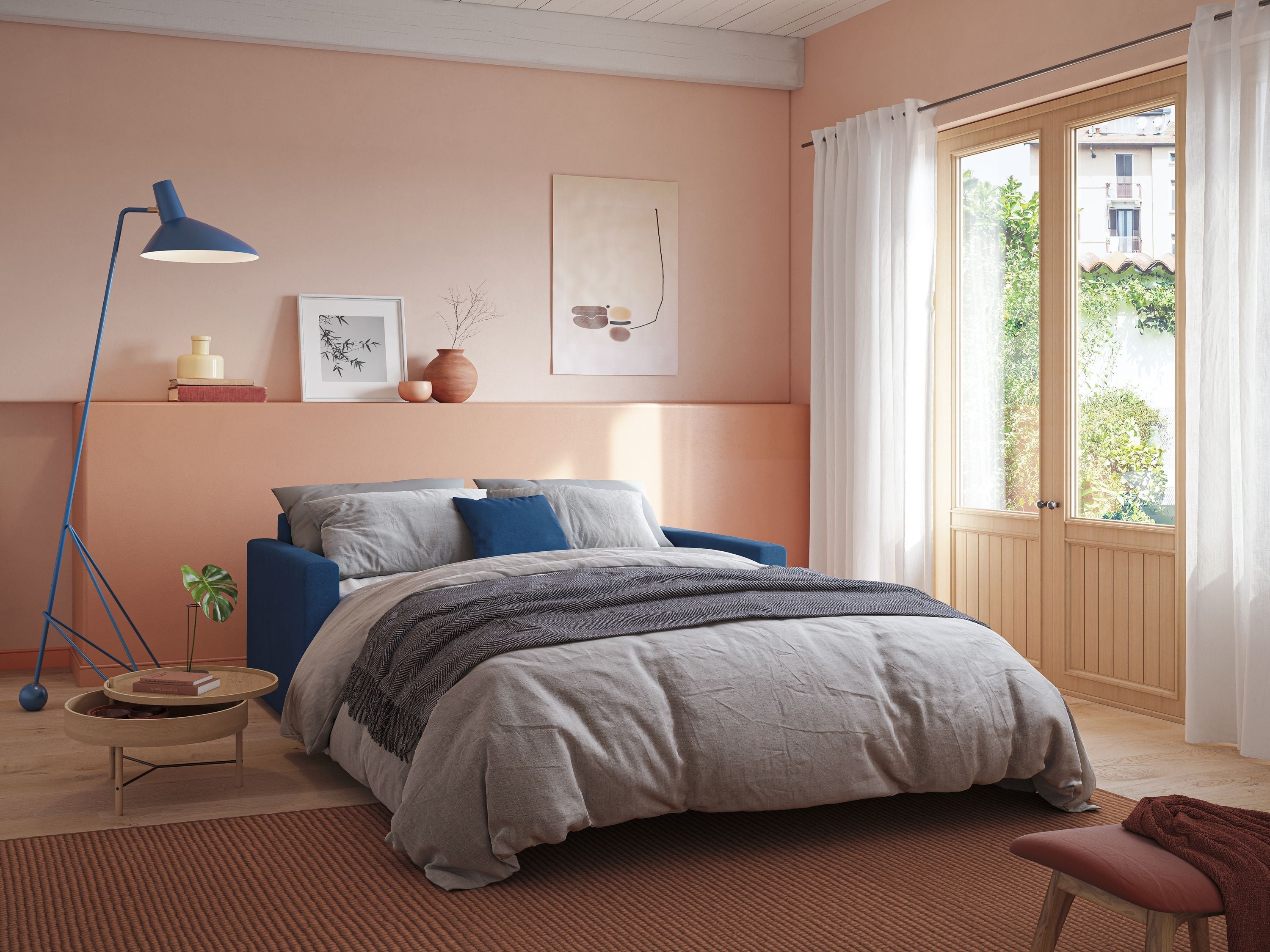 Chris Divano letto in microfibra smacchiabile T11 grigio - divani.store