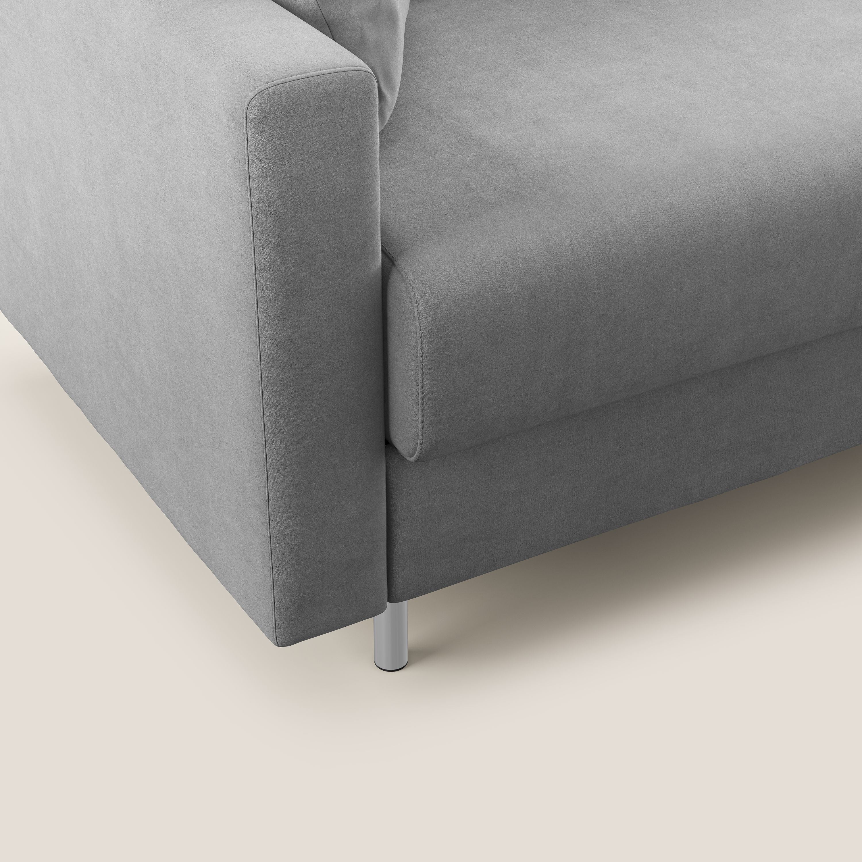 Megan divano letto angolare in microfibra smacchiabile T11 grigio - divani.store