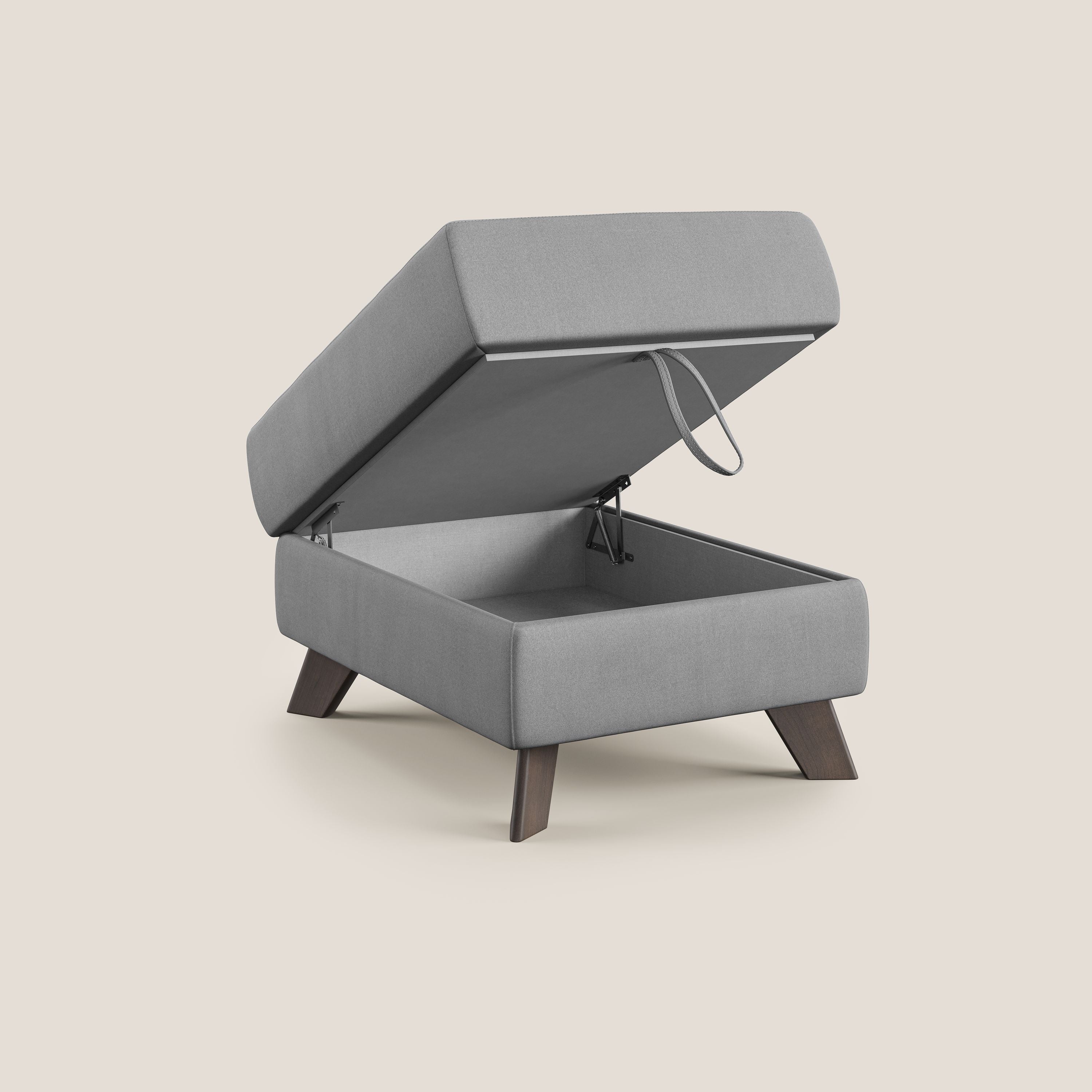 Moon Pouf contenitore e piedini alti in microfibra impermeabile T11 grigio - divani.store