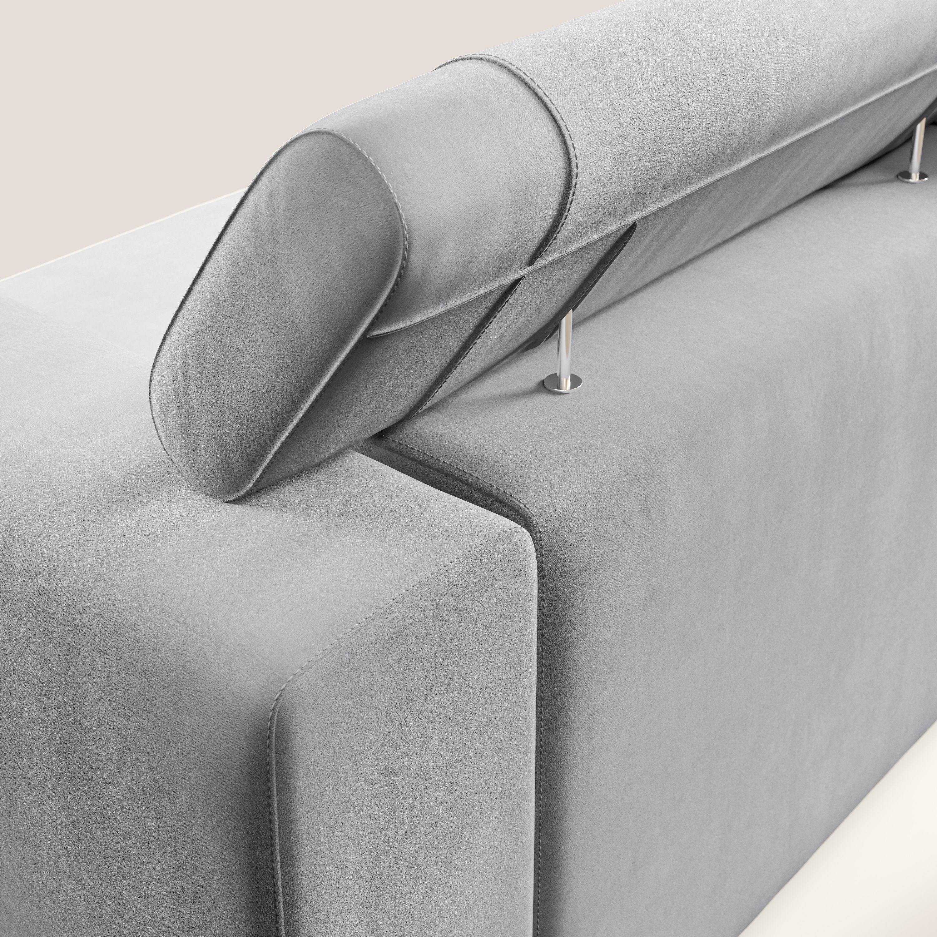 Vegas divano con poggiatesta reclinabili in microfibra smacchiabile T11 grigio - divani.store