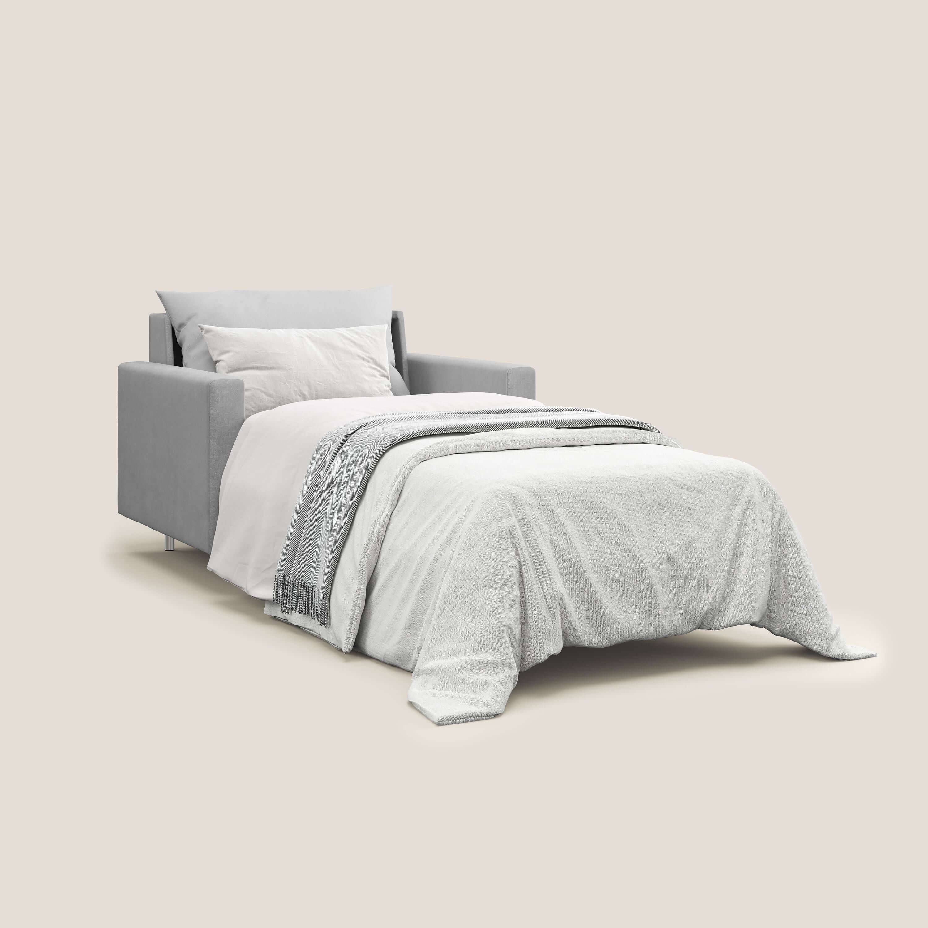 Megan poltrona letto in microfibra smacchiabile T11 grigio - divani.store