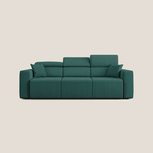 Orwell divano con 3 sedute estraibili in microfibra smacchiabile T11 petrolio - divani.store