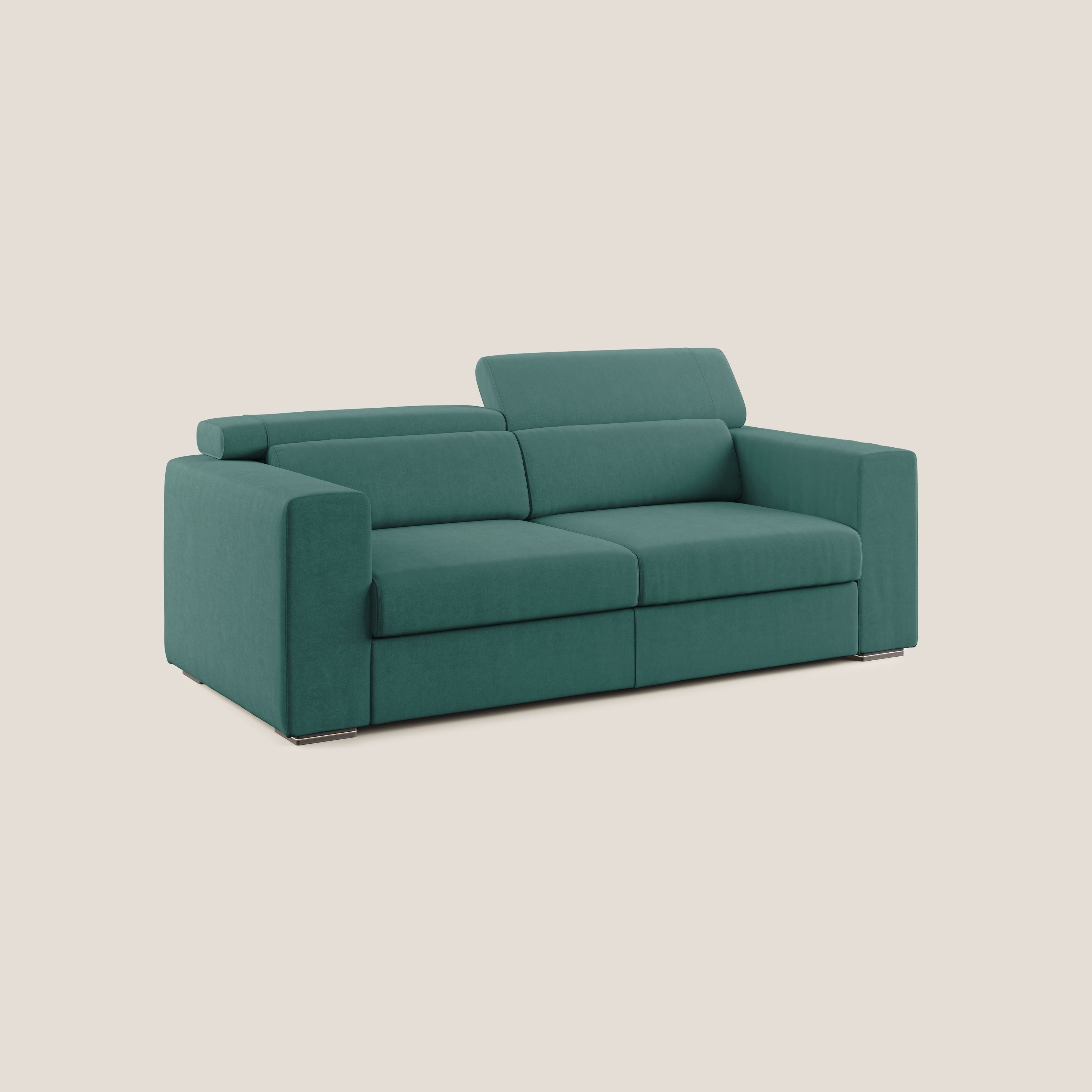 Vegas divano con poggiatesta reclinabili in microfibra smacchiabile T11 petrolio - divani.store