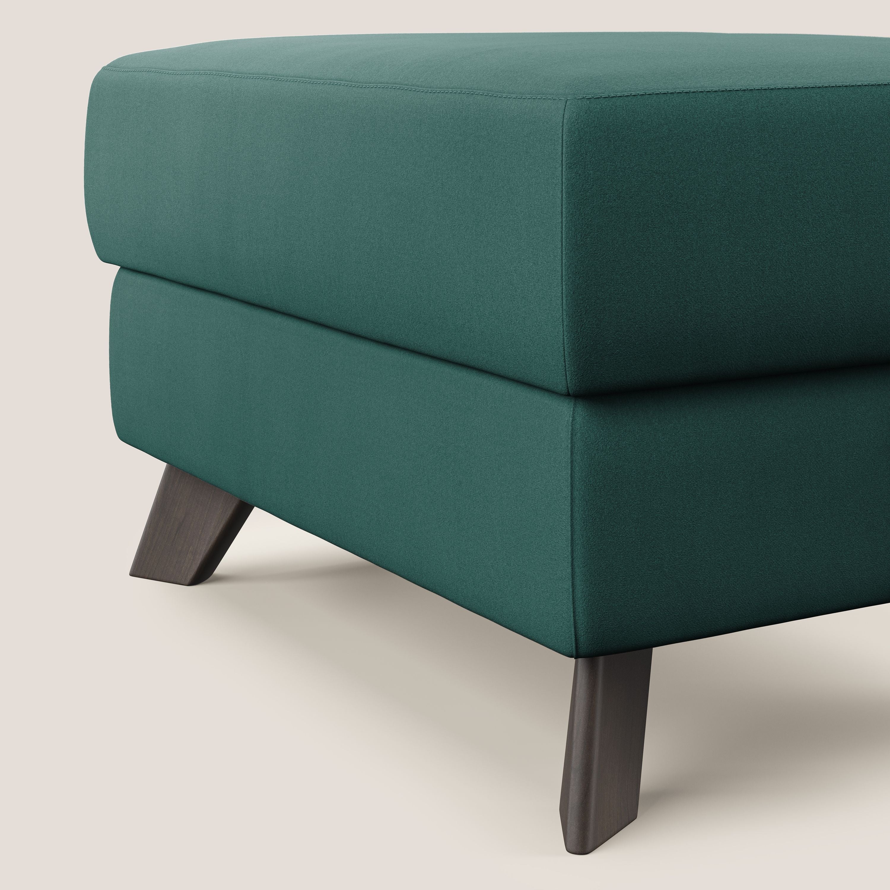 Moon Pouf contenitore e piedini alti in microfibra impermeabile T11 petrolio - divani.store