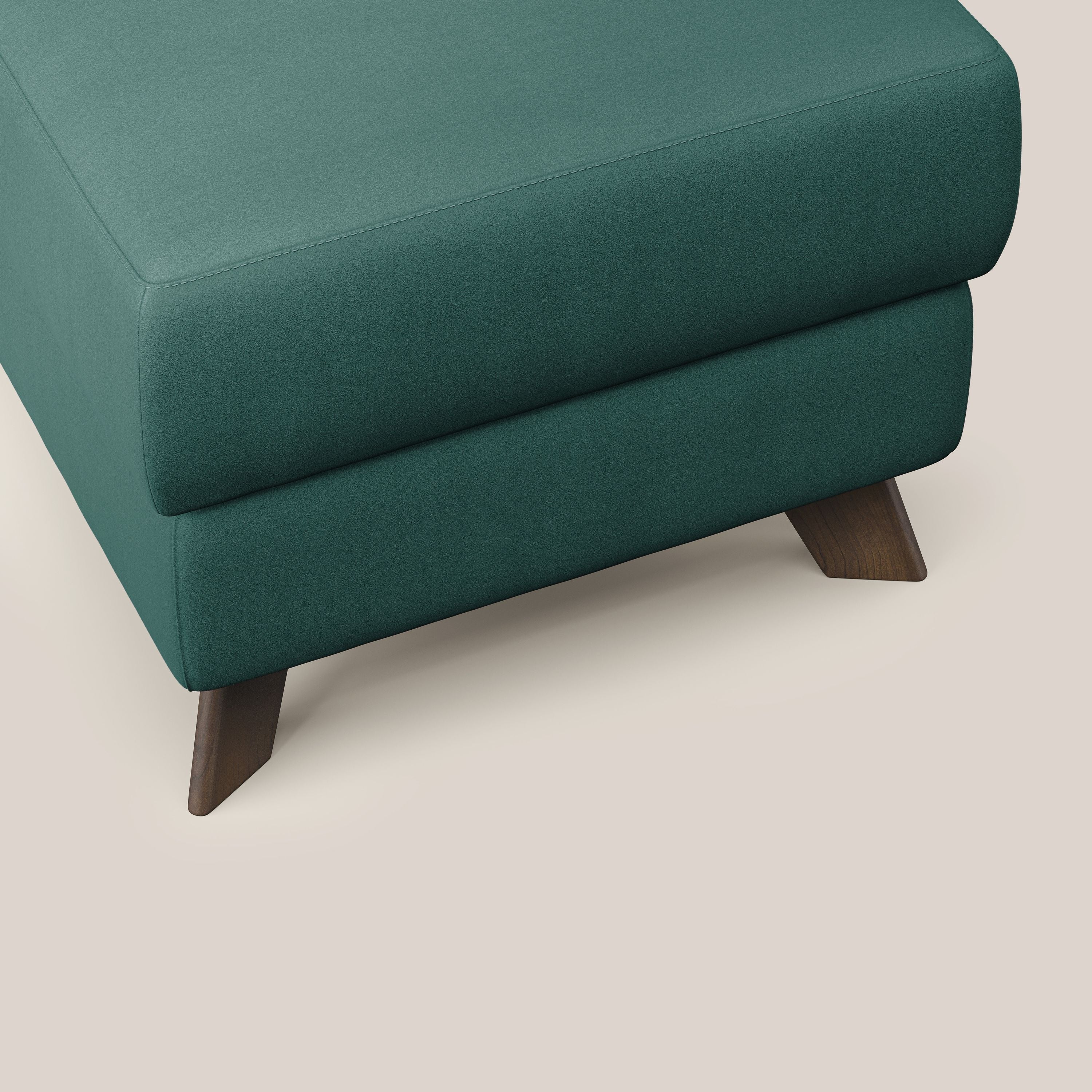 Moon Pouf contenitore e piedini alti in microfibra impermeabile T11 petrolio - divani.store