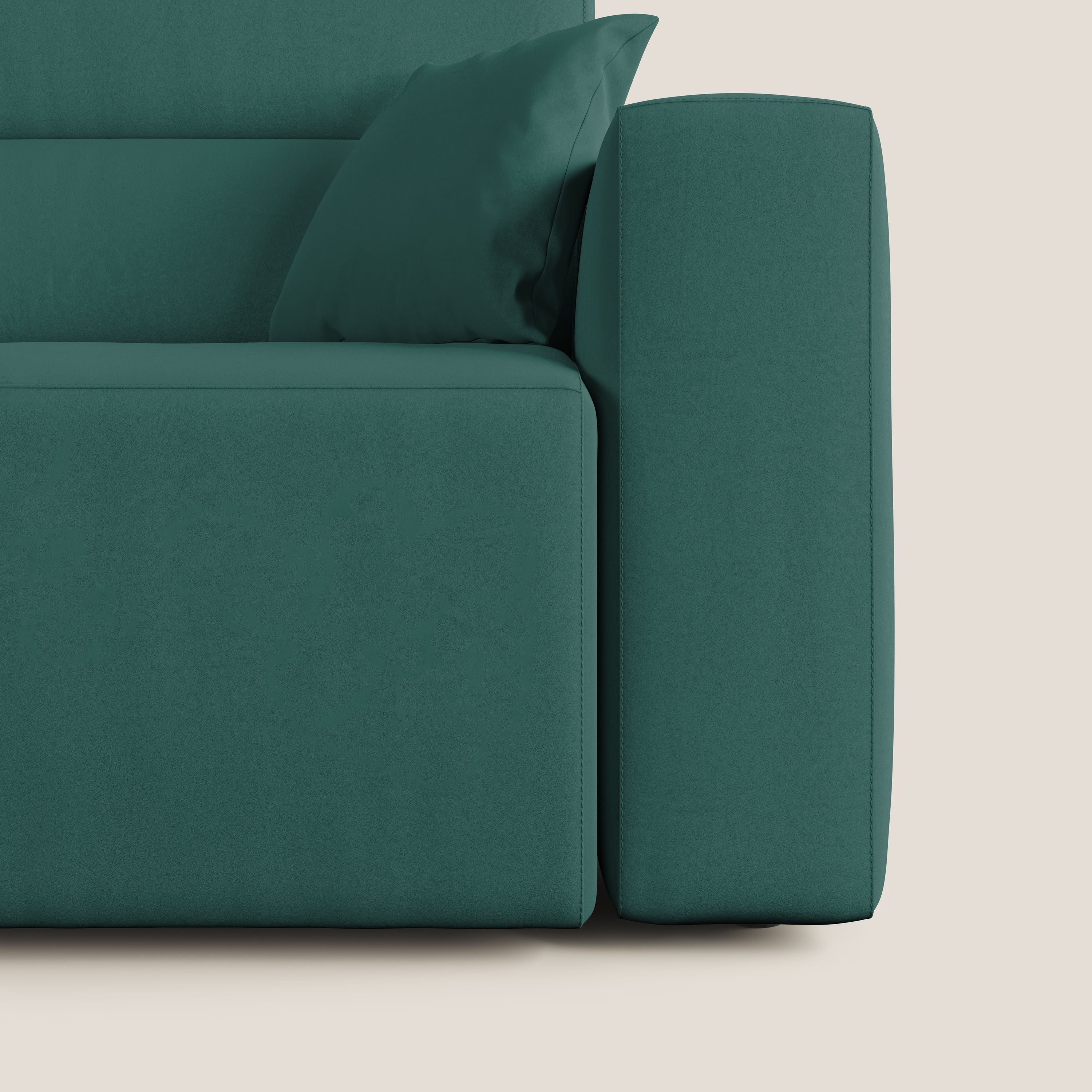 Orwell divano con seduta estraibile in microfibra smacchiabile T11 petrolio - divani.store