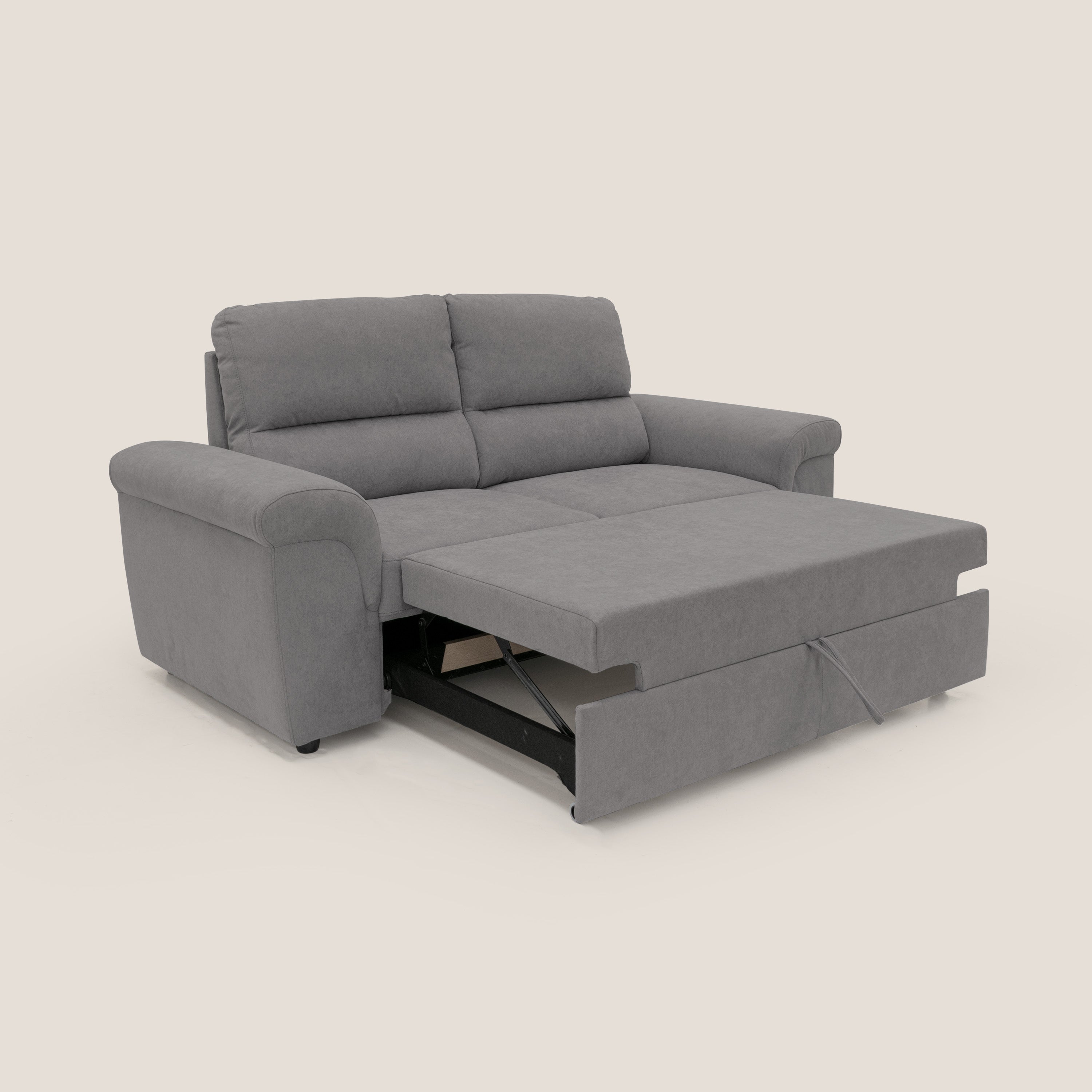 Minerva divano con pouf estraibile poggiapiedi in tessuto morbido impermeabile T02 grigio - divani.store