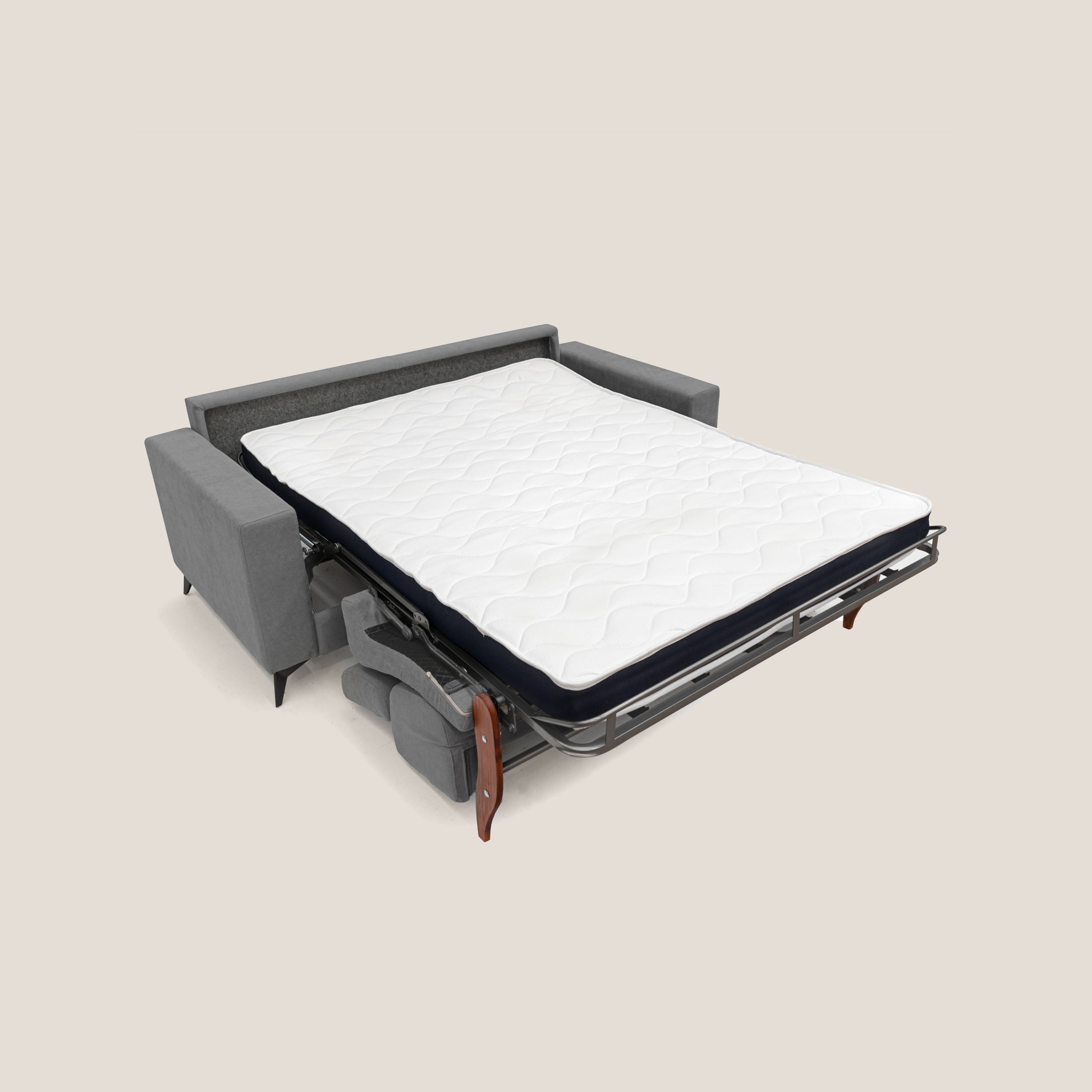 Pegaso divano letto con poggiatesta reclinabili e rivestimento T02 grigio - divani.store