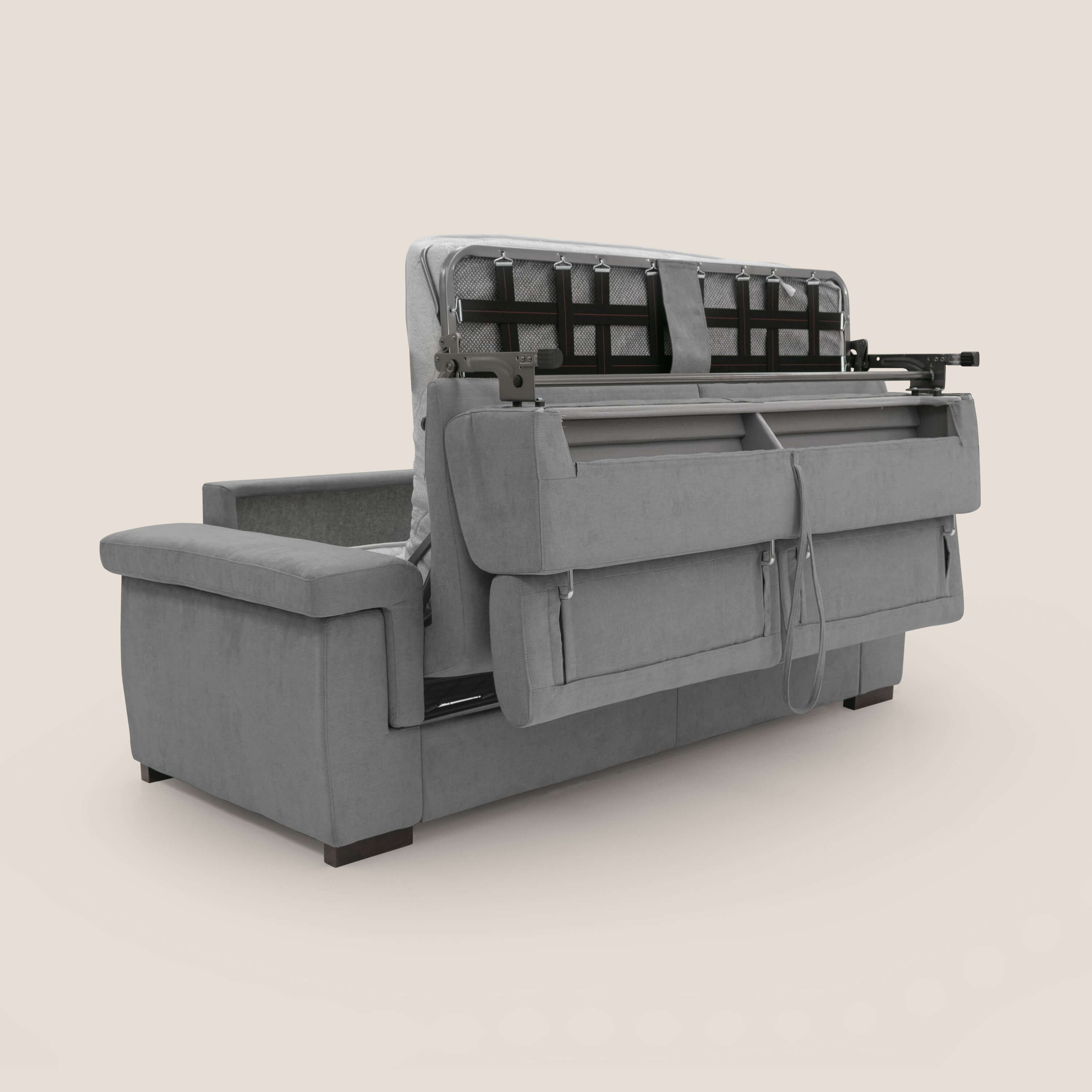 Bjorn divano letto sfoderabile con materasso H18 cm e poggiatesta reclinabili in tessuto impermeabile T02 grigio - divani.store
