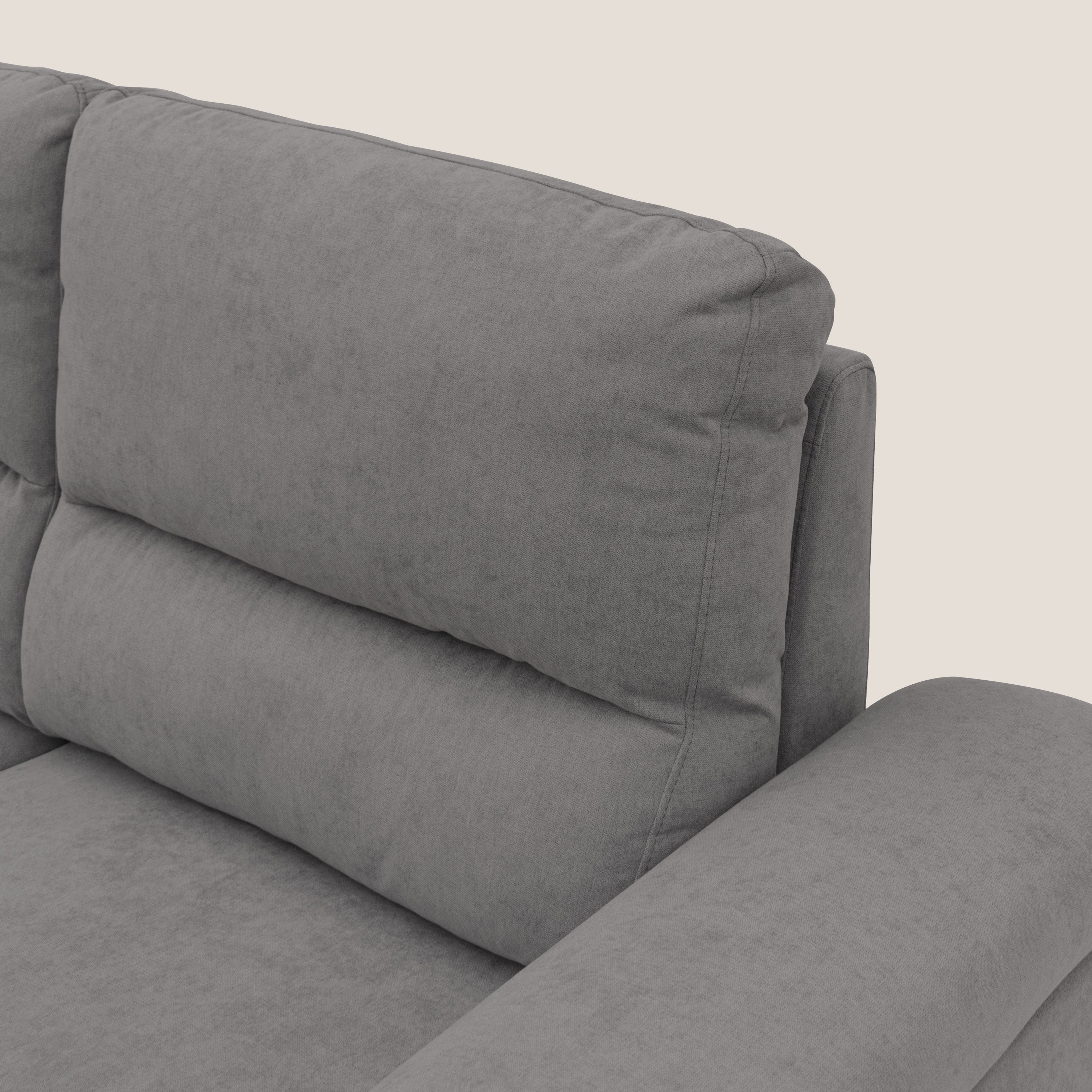 Minerva divano con pouf estraibile poggiapiedi in tessuto morbido impermeabile T02 grigio - divani.store