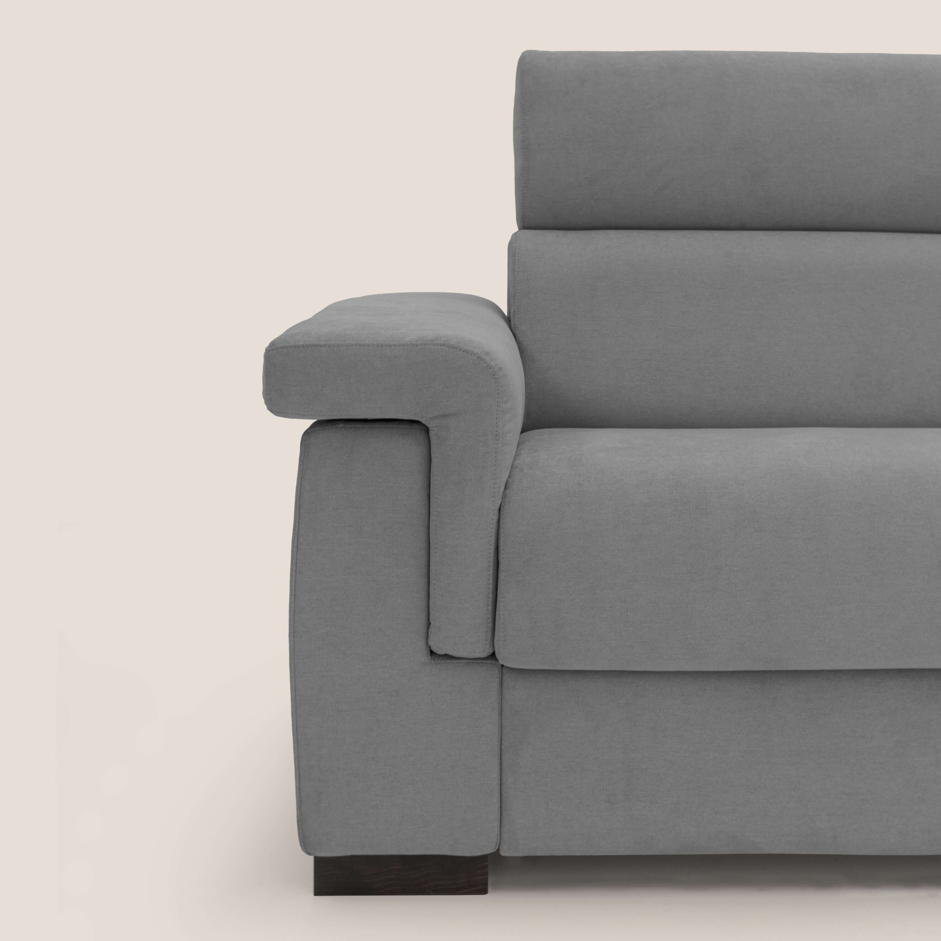 Bjorn divano letto sfoderabile con materasso H18 cm e poggiatesta reclinabili in tessuto impermeabile T02 grigio - divani.store