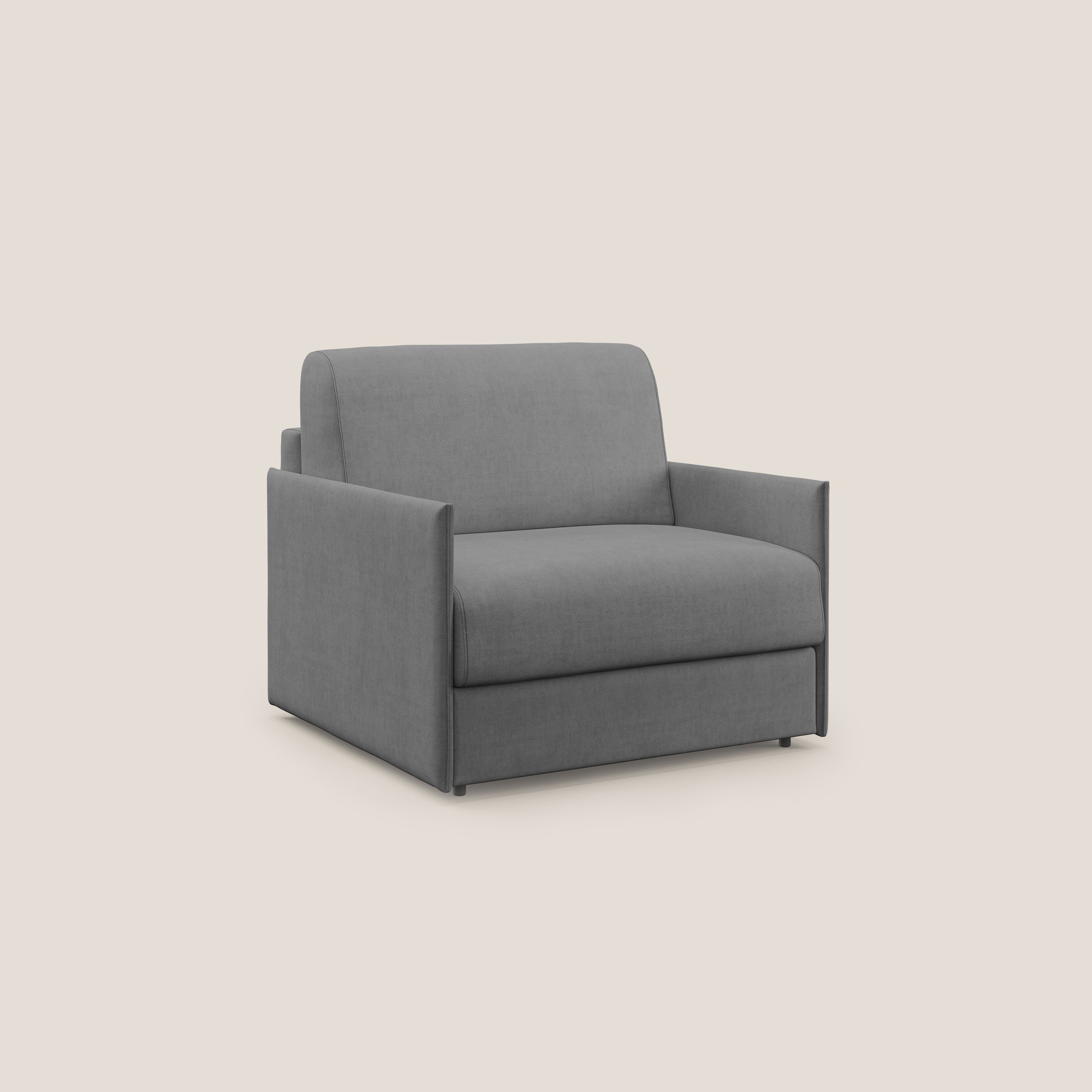 Evans poltrona letto in morbido tessuto impermeabile T02 grigio - divani.store