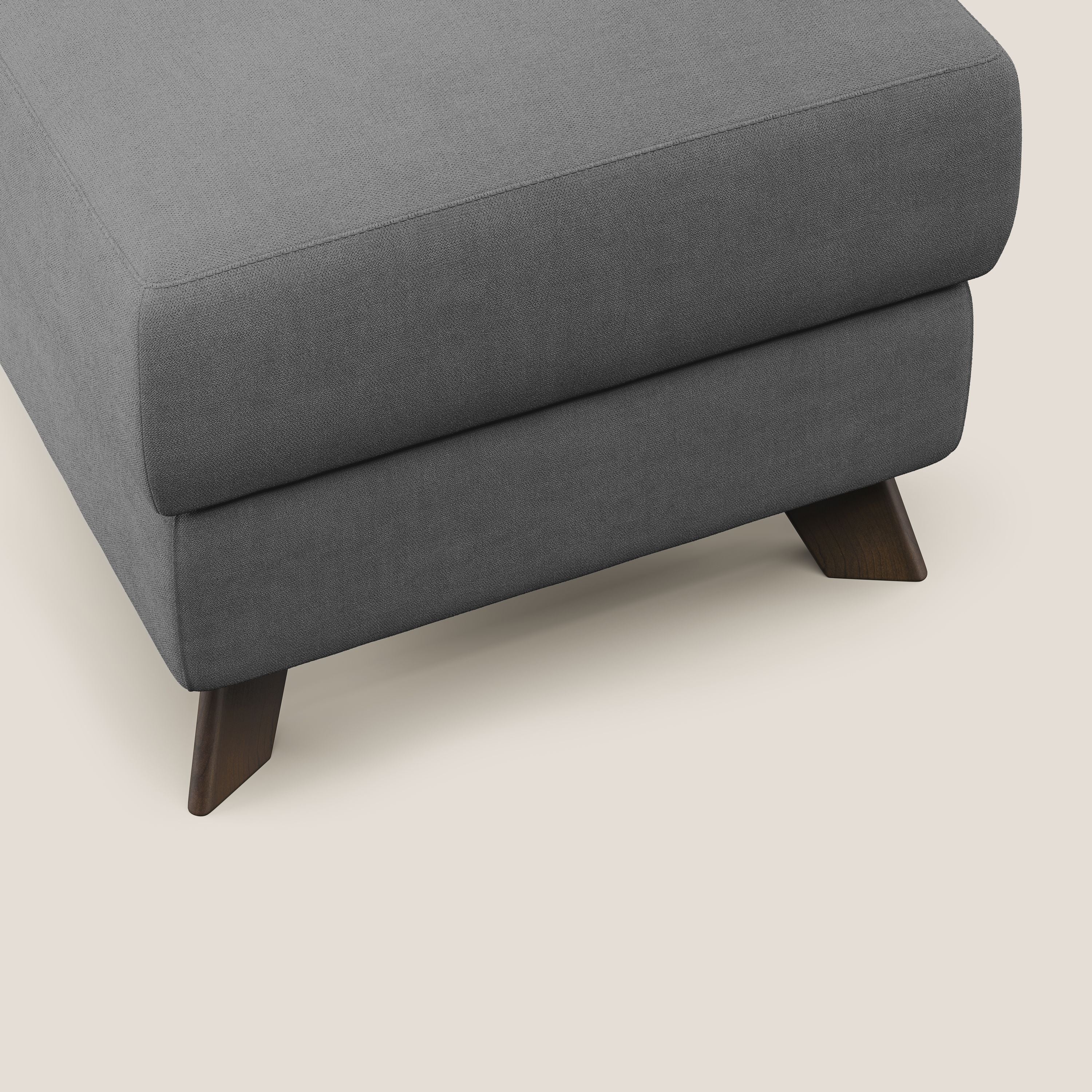 Moon Pouf contenitore e piedini alti in tessuto morbido impermeabile T02 grigio - divani.store