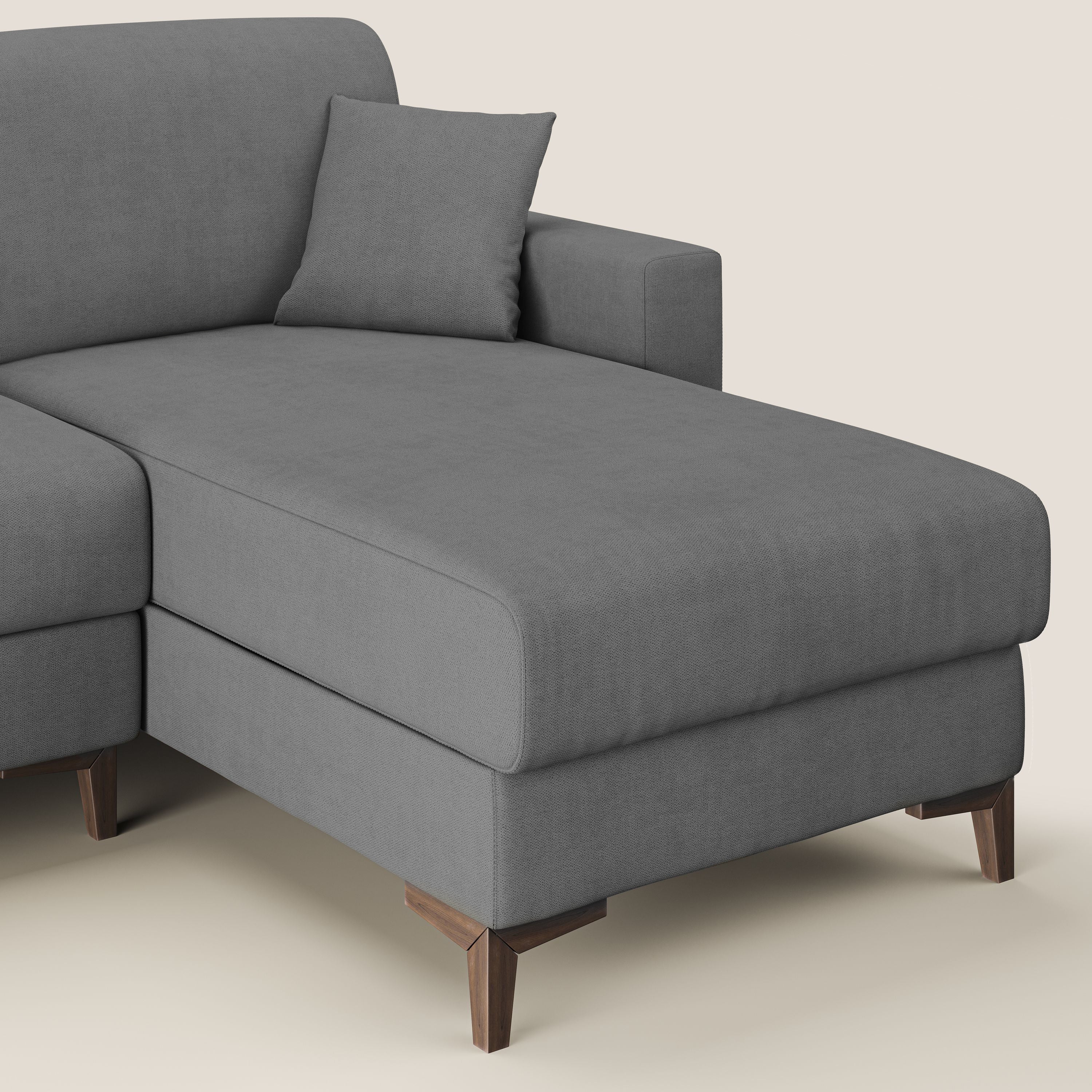 Kafka divano letto angolare in morbido tessuto impermeabile T02 grigio - divani.store