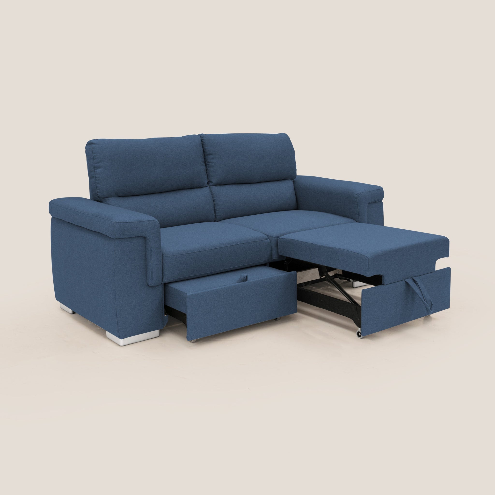 Spazio Sofa mit 2 ausziehbaren Ottomanen aus wasserfestem baumwollähnlichem Stoff T13