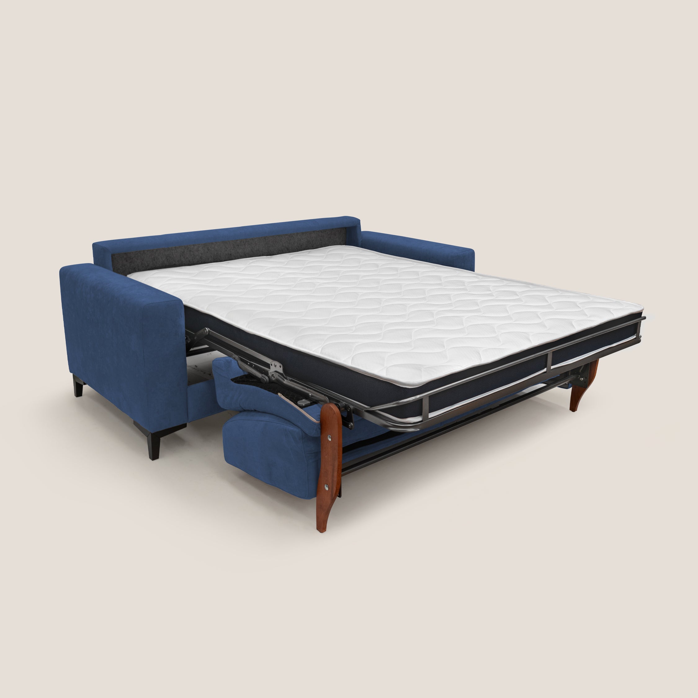 Kafka divano letto matrimoniale in morbido tessuto impermeabile T02 blu - divani.store