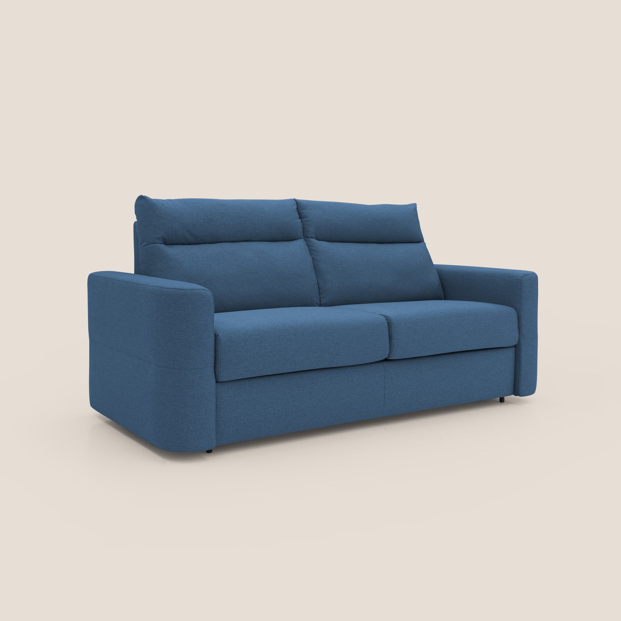 Cupido Schlafsofa 202 cm (mat. 140x197 cm) Matratze H18 aus wasserfestem, baumwollähnlichem Stoff T13 BLAU