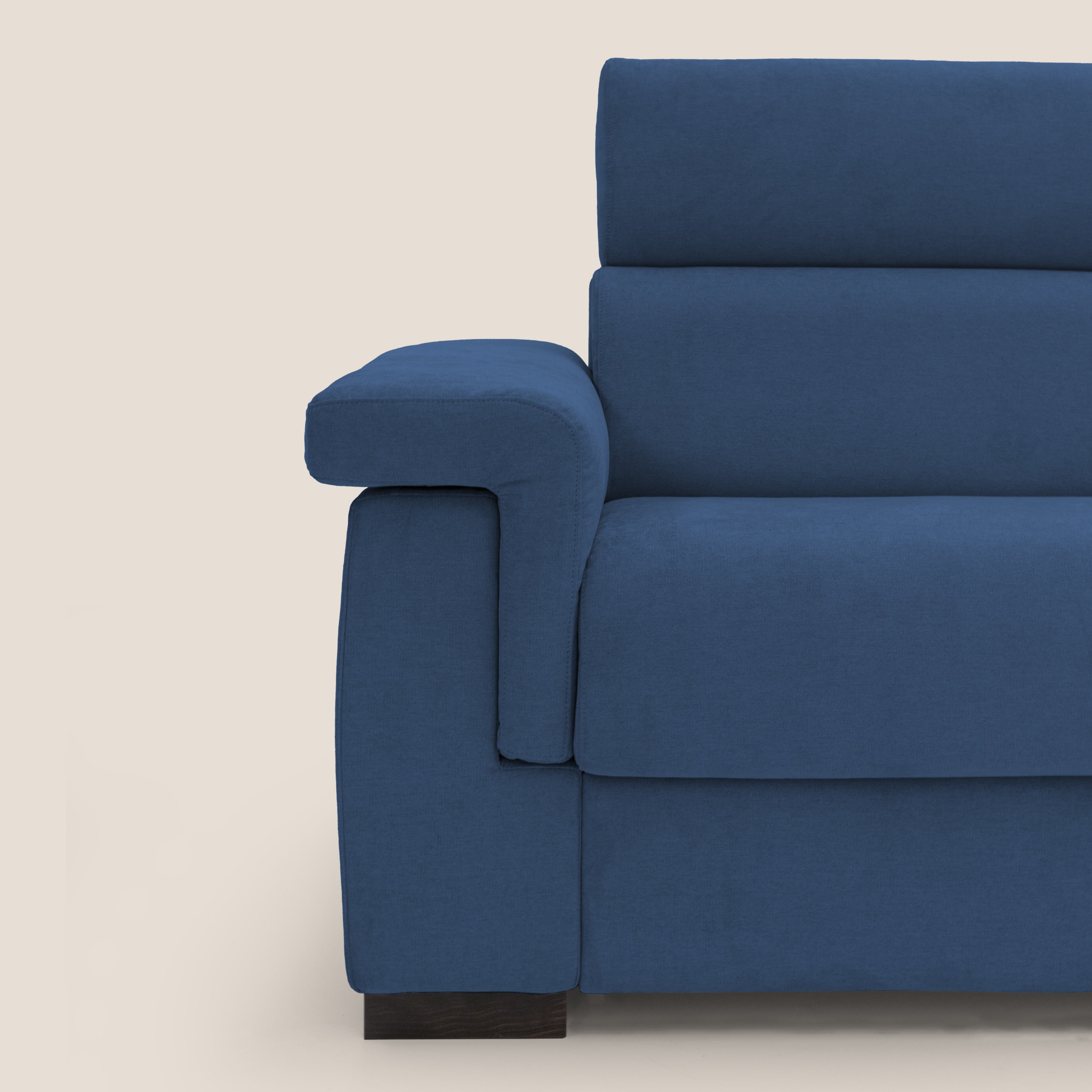 Bjorn divano letto sfoderabile con materasso H18 cm e poggiatesta reclinabili in tessuto impermeabile T02 blu - divani.store