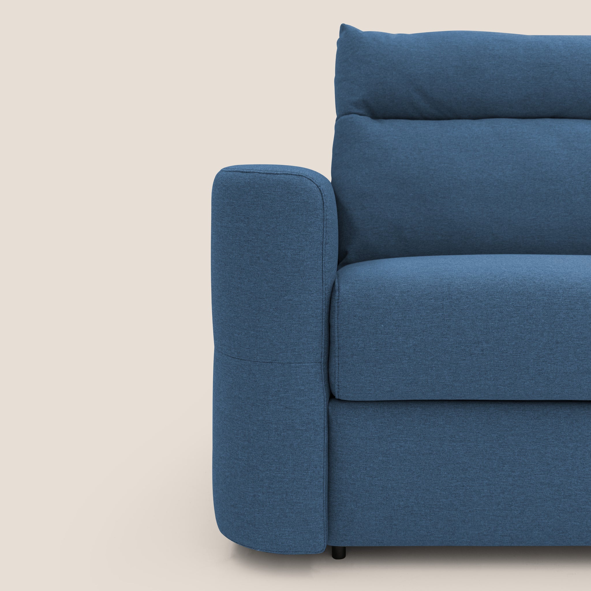 Cupido Schlafsofa 202 cm (mat. 140x197 cm) Matratze H18 aus wasserfestem, baumwollähnlichem Stoff T13 BLAU