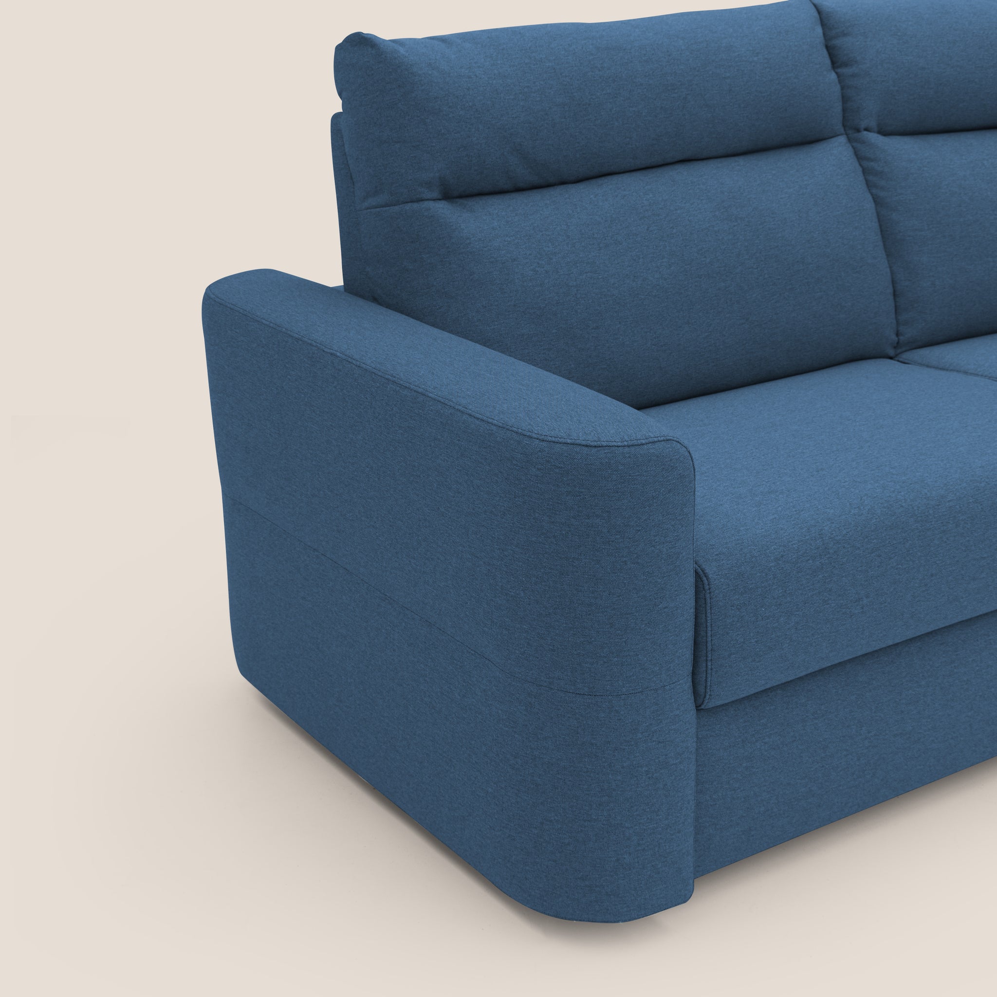 Cupido Schlafsofa 202 cm (mat. 140x197 cm) Matratze H18 aus wasserfestem, baumwollähnlichem Stoff T13 BLAU