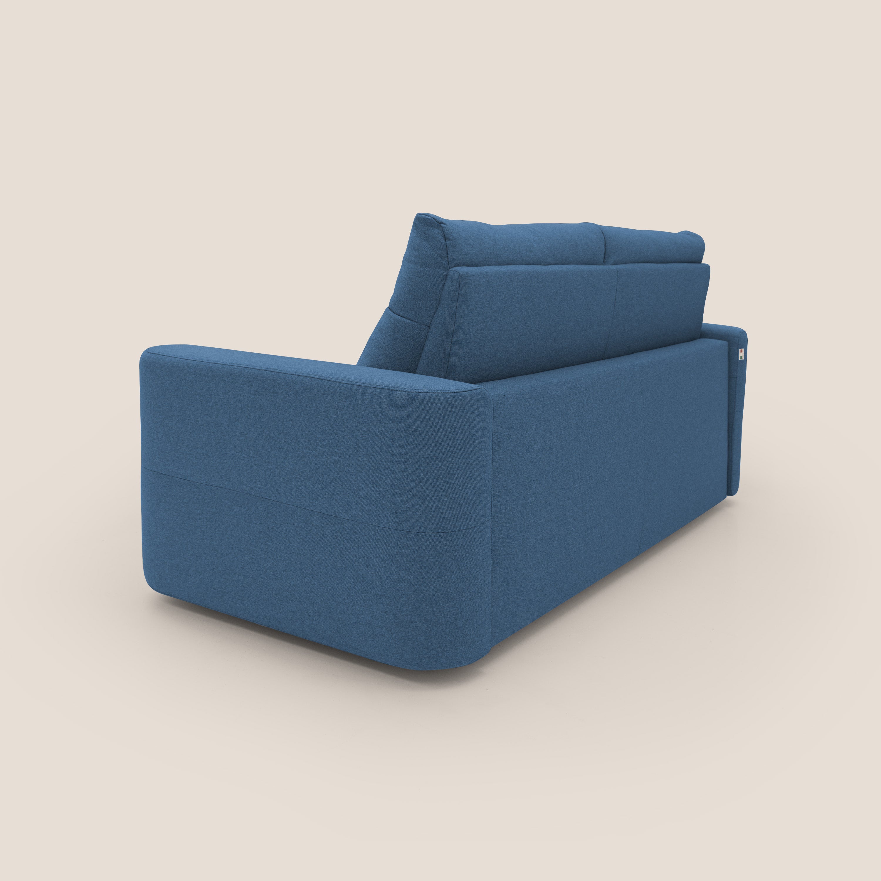 Cupido Divano letto 202 cm (mat.140x197 cm) materasso H18 in tessuto impermeabile simil cotone T13 BLU - divani.store