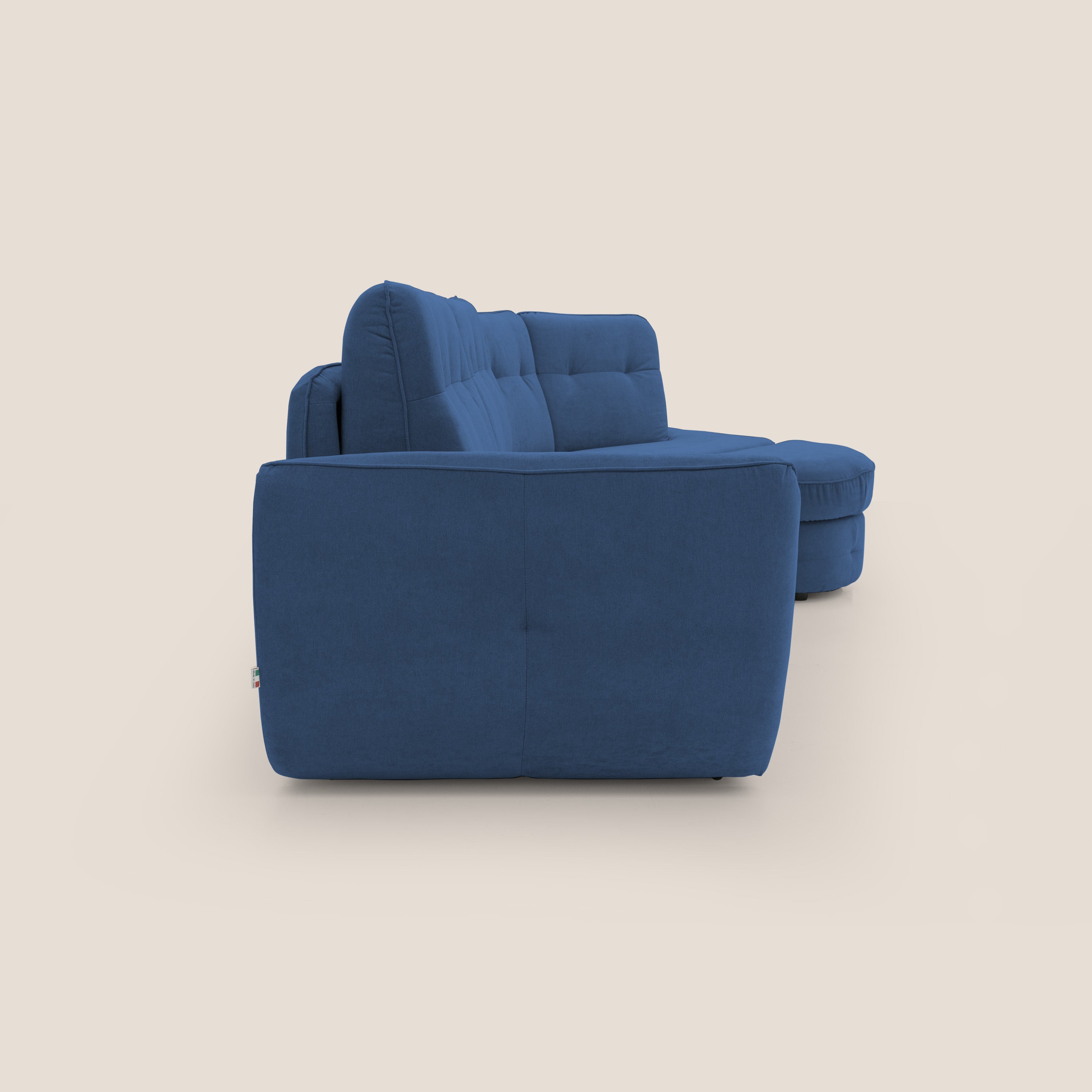 Zeus divano letto angolare con materasso H18 cm pouf mobile in tessuto impermeabile T02 - divani.store