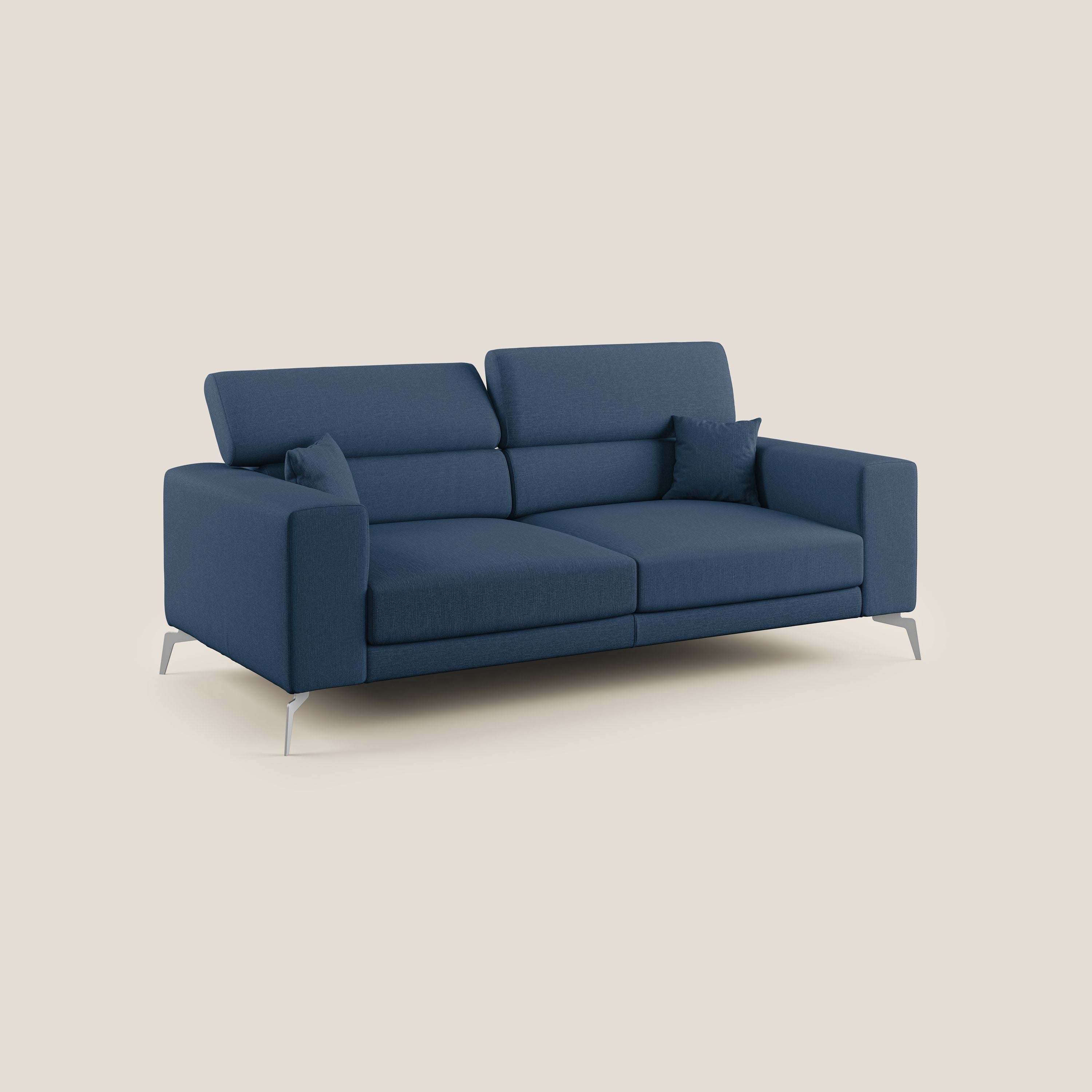 Blade Divano con poggiatesta reclinabili in tessuto impermeabile misto cotone T13 blu - divani.store