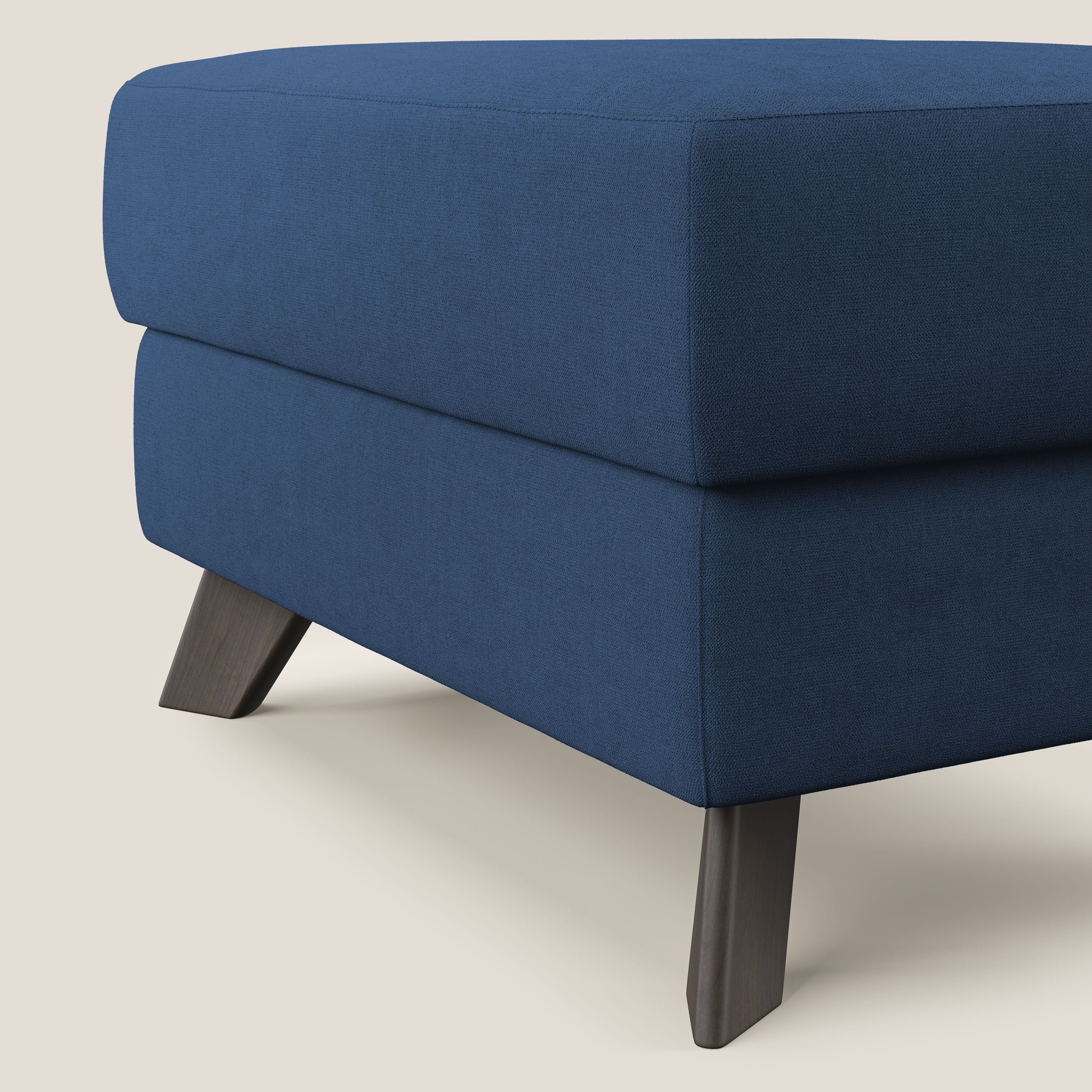 Moon Pouf contenitore e piedini alti in tessuto morbido impermeabile T02 blu - divani.store