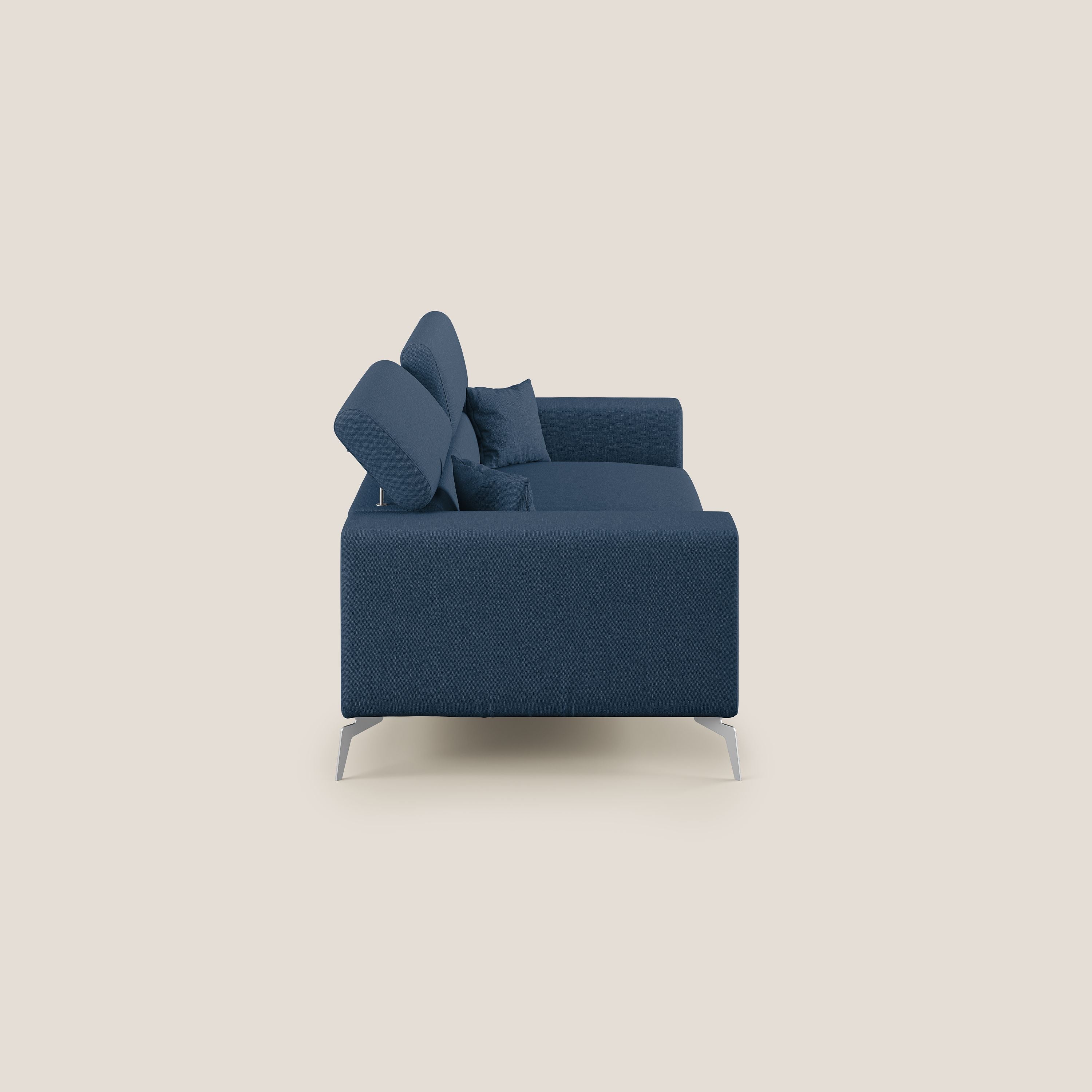 Blade Divano con poggiatesta reclinabili in tessuto impermeabile misto cotone T13 blu - divani.store