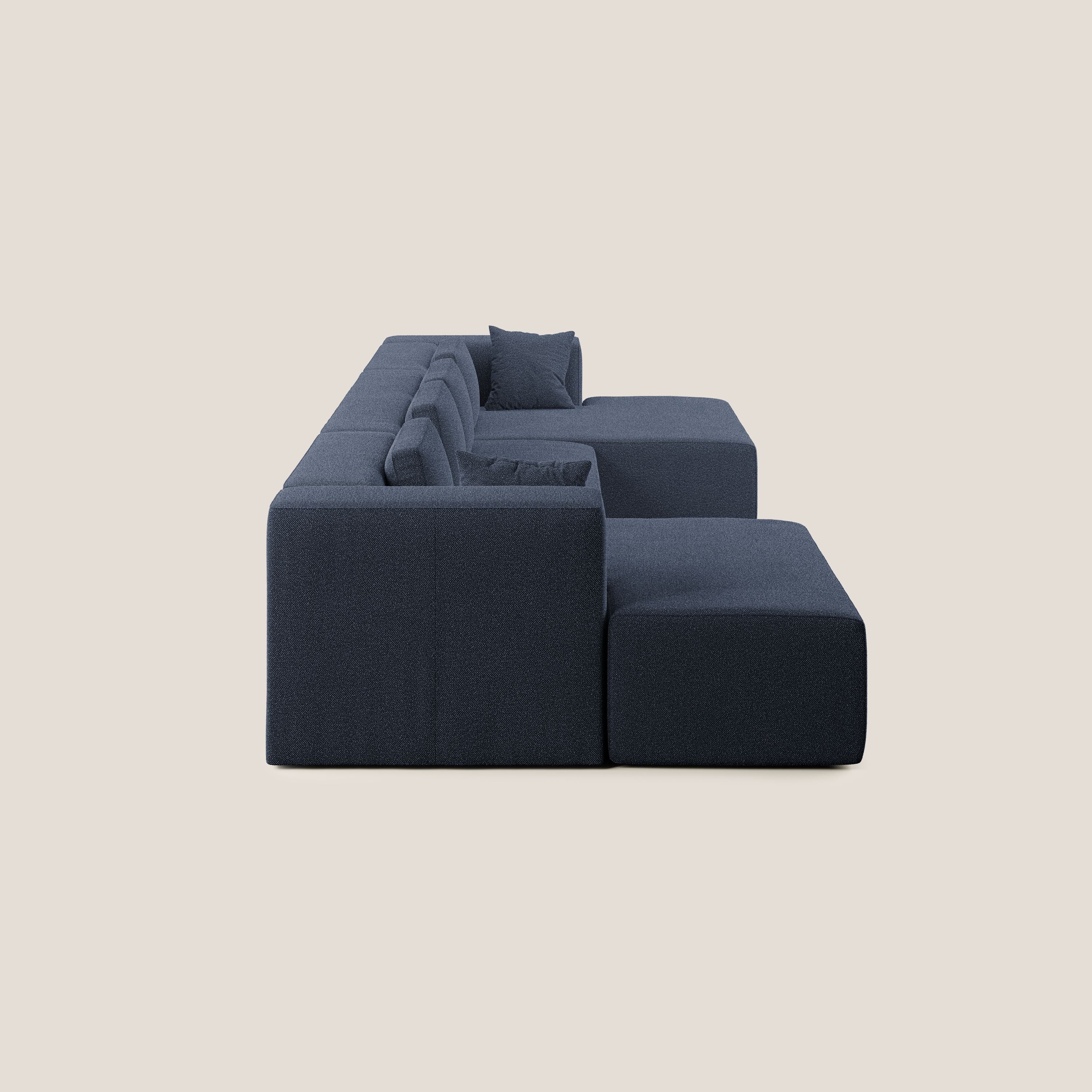 Nettuno divano panoramico in morbido tessuto bouclè T07 blu - divani.store