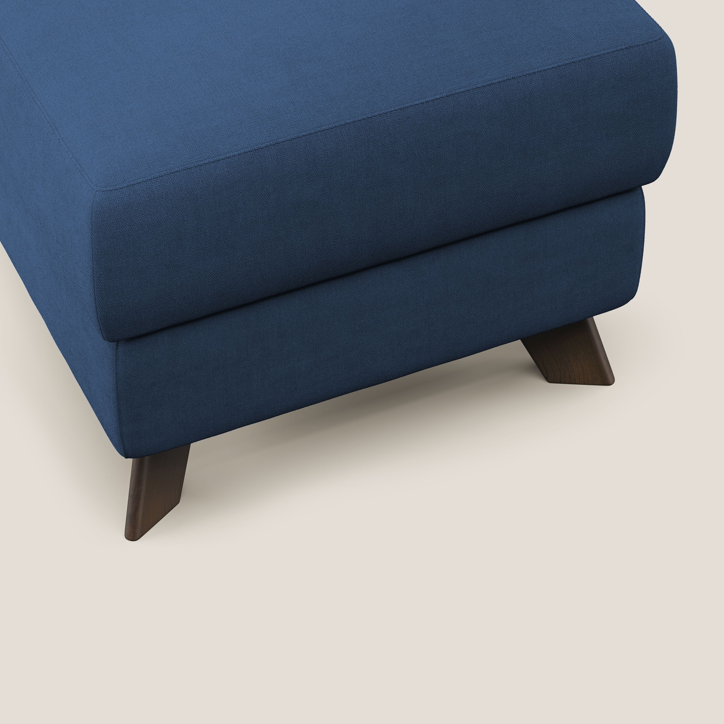 Moon Pouf contenitore e piedini alti in tessuto morbido impermeabile T02 blu - divani.store