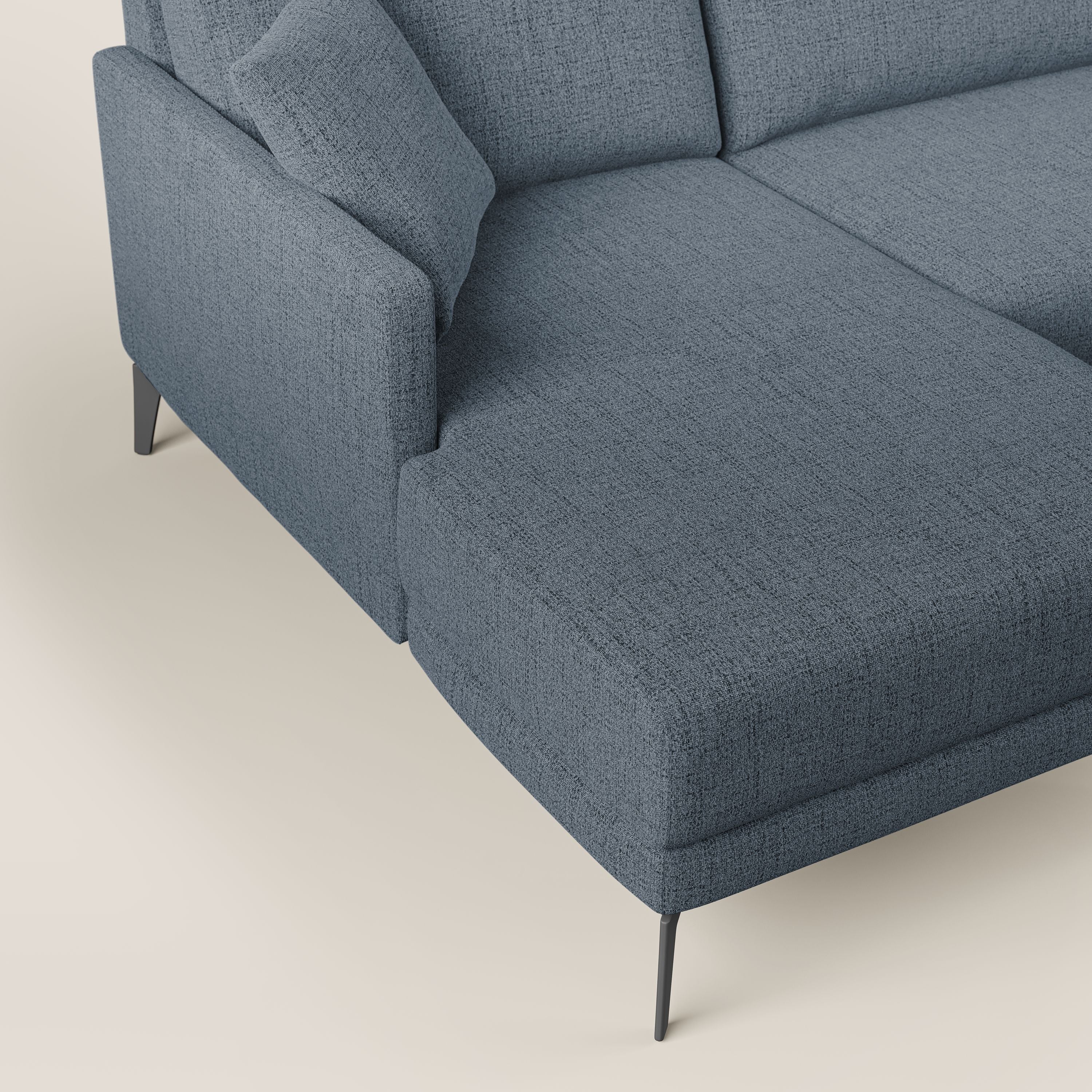 Saturno divano panoramico moderno in tessuto morbido impermeabile T03 blu - divani.store