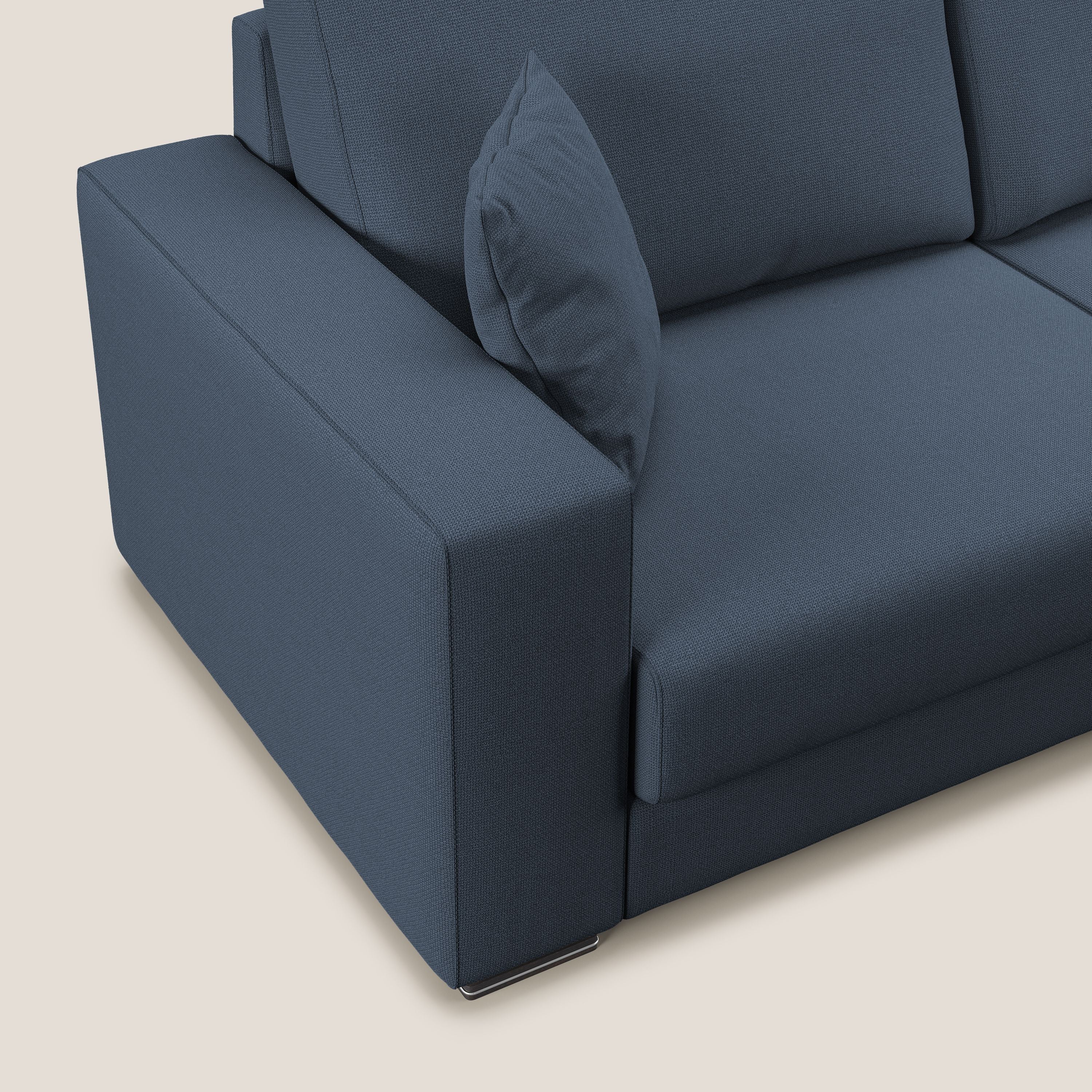 Marte divano angolare in tessuto smacchiabile impermeabile T08 blu - divani.store