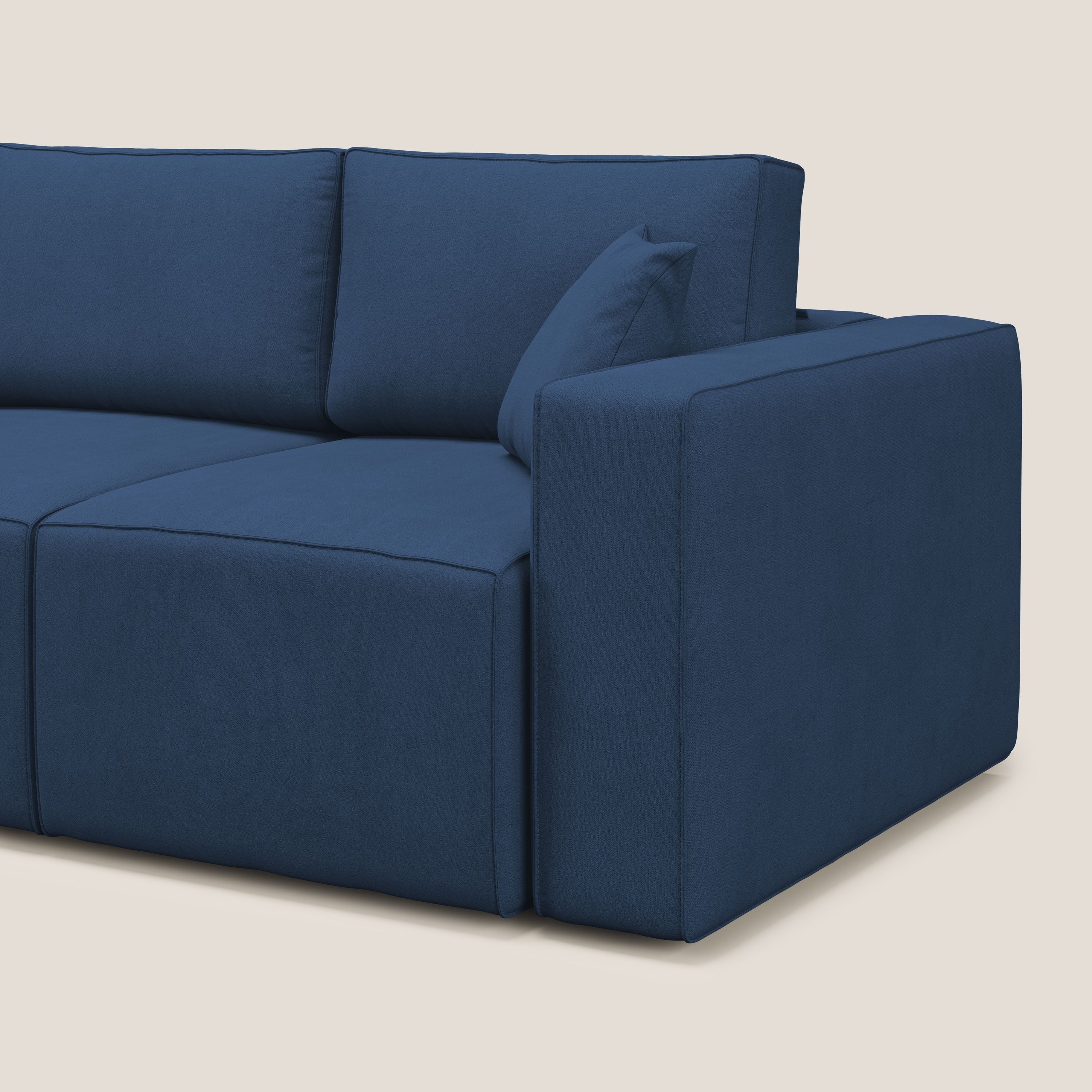 Morfeo divano con 3 sedute estraibili in morbido tessuto impermeabile T02 blu - divani.store