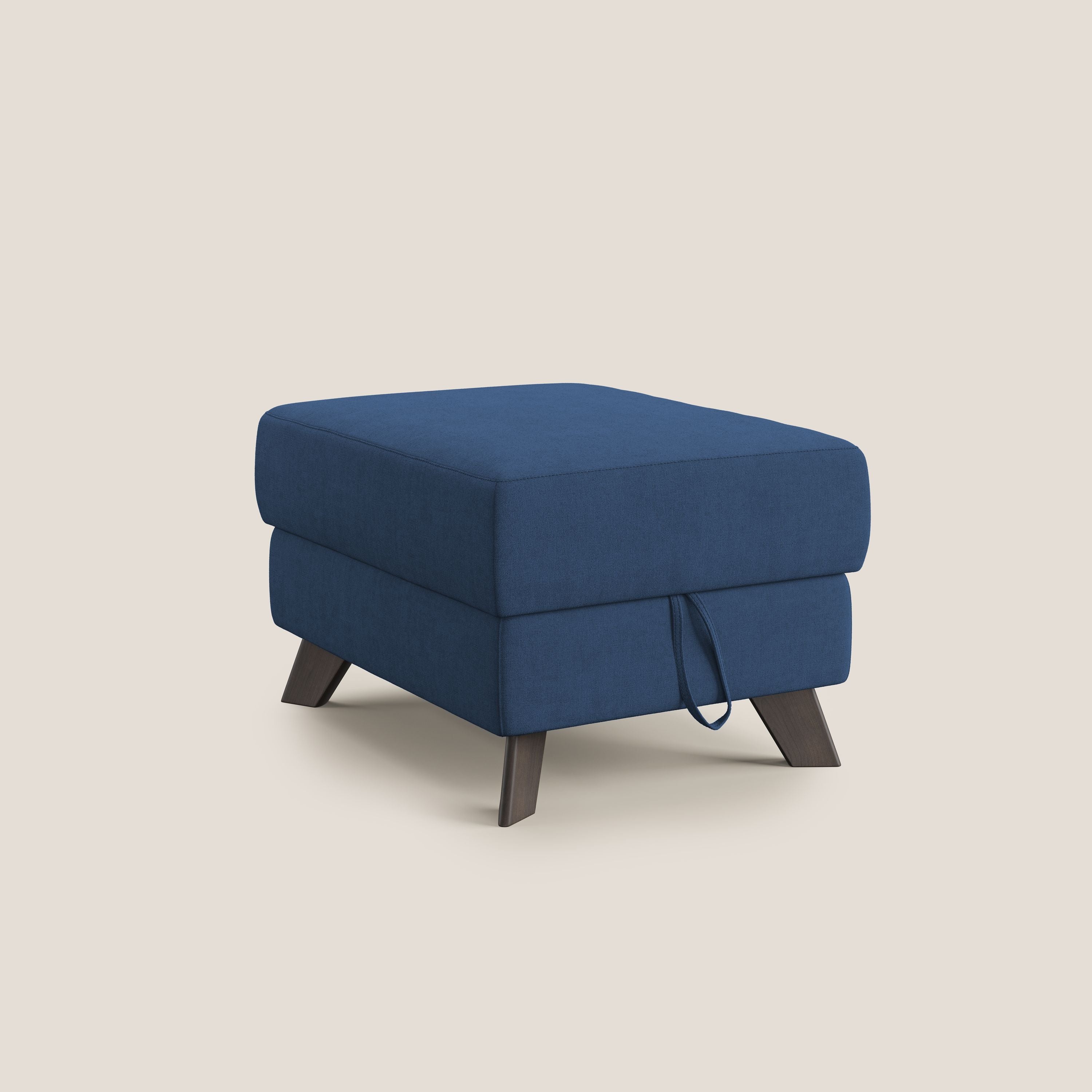 Moon Pouf contenitore e piedini alti in tessuto morbido impermeabile T02 blu - divani.store