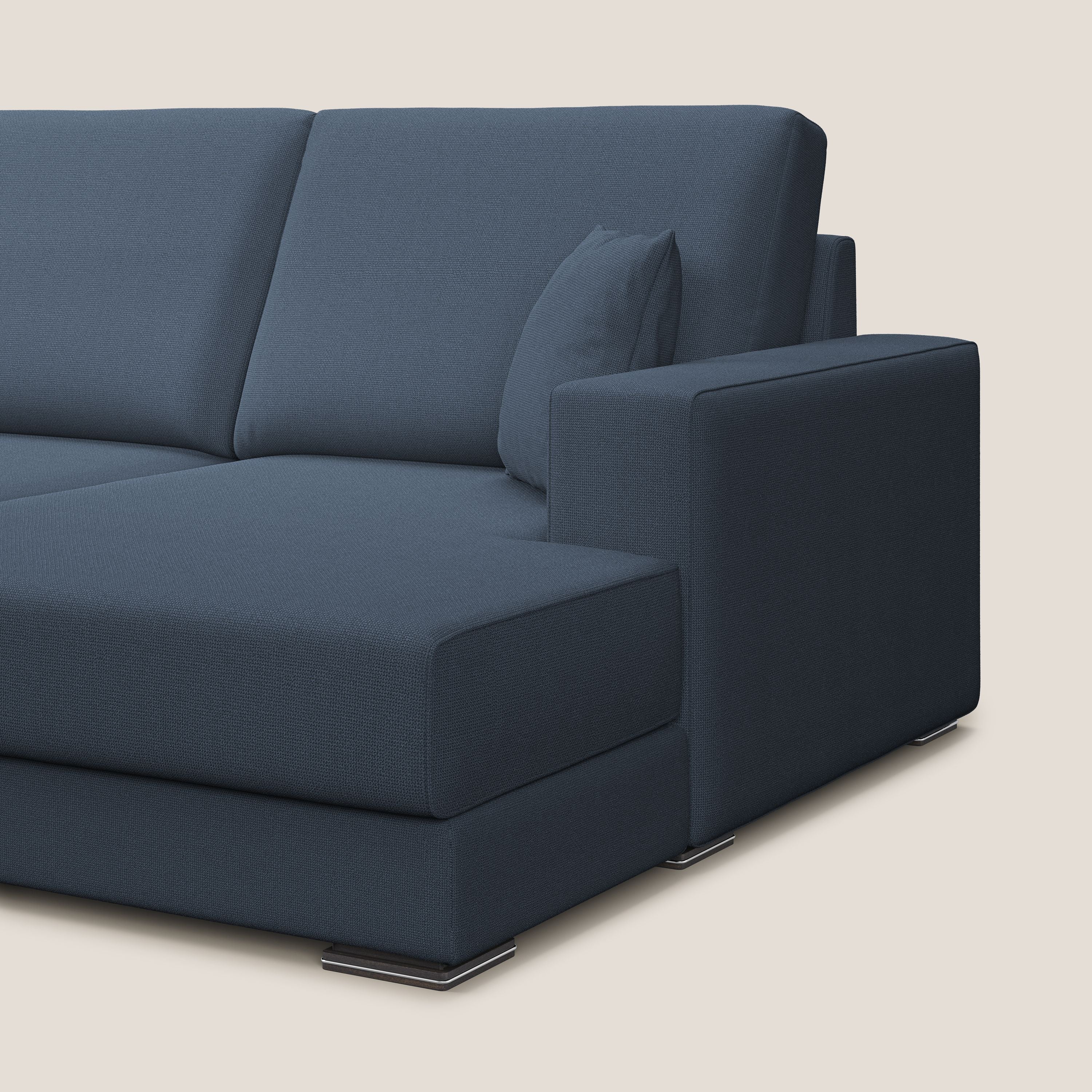 Marte divano angolare in tessuto smacchiabile impermeabile T08 blu - divani.store