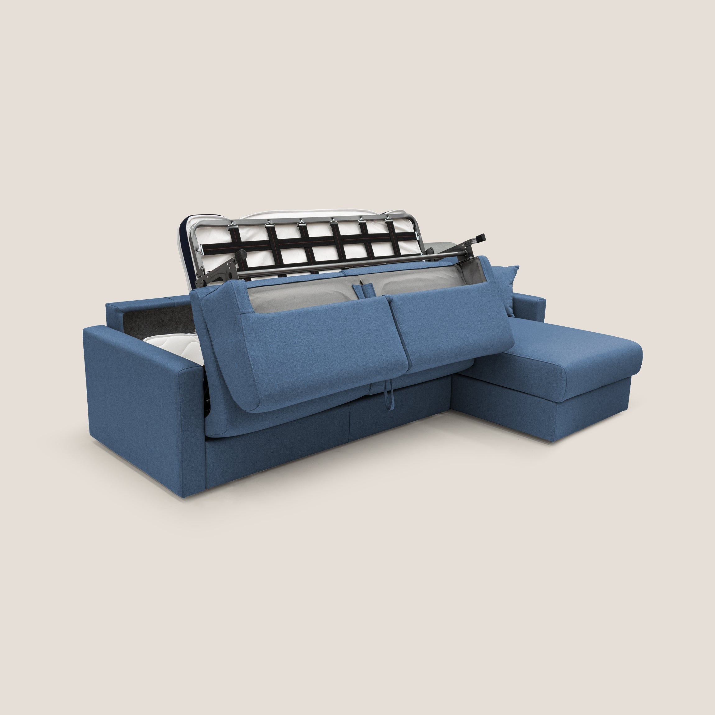 Chris Divano letto angolare 5 posti in tessuto impermeabile T13 blu - divani.store