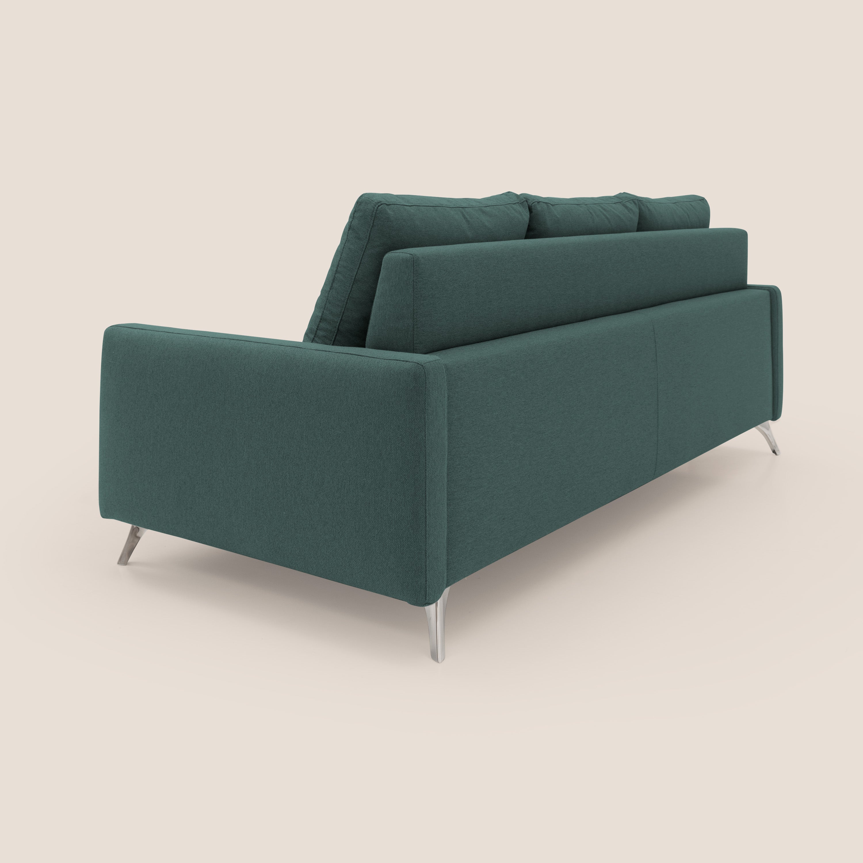 Klimt divano con 3 sedute allungabili e schienali in piuma d'oca in tessuto smacchiabile T05 verde - divani.store