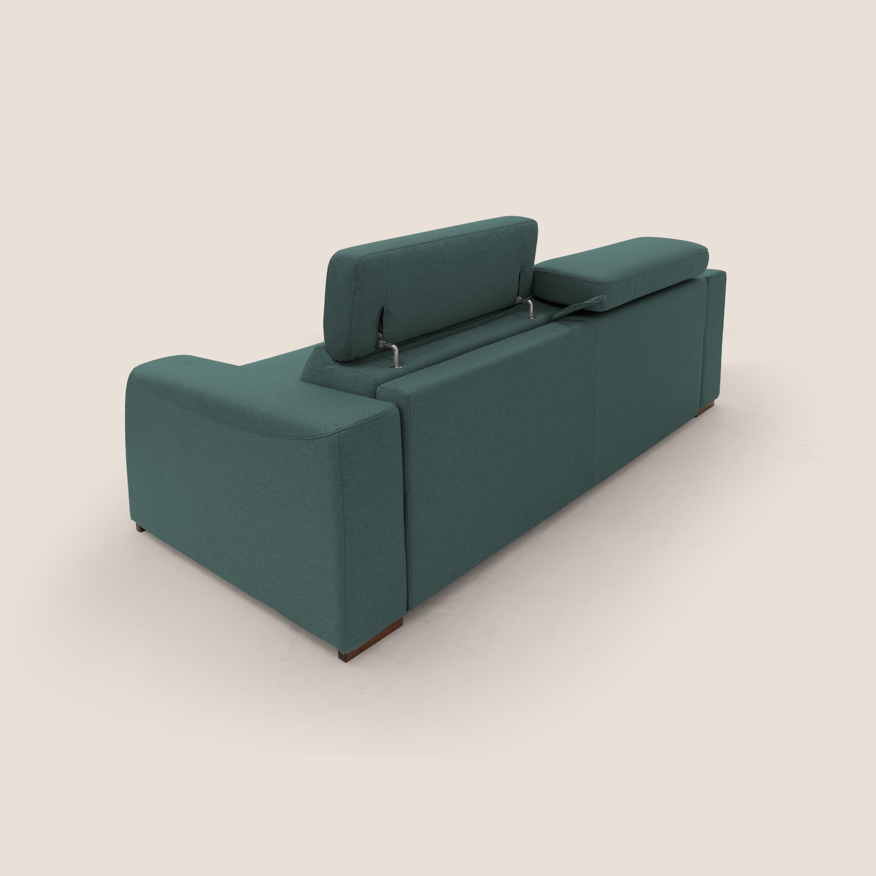 Poseidon Schlafsofa mit elektrischem Relaxmechanismus aus wasserfestem, abwaschbarem Stoff T05 grün