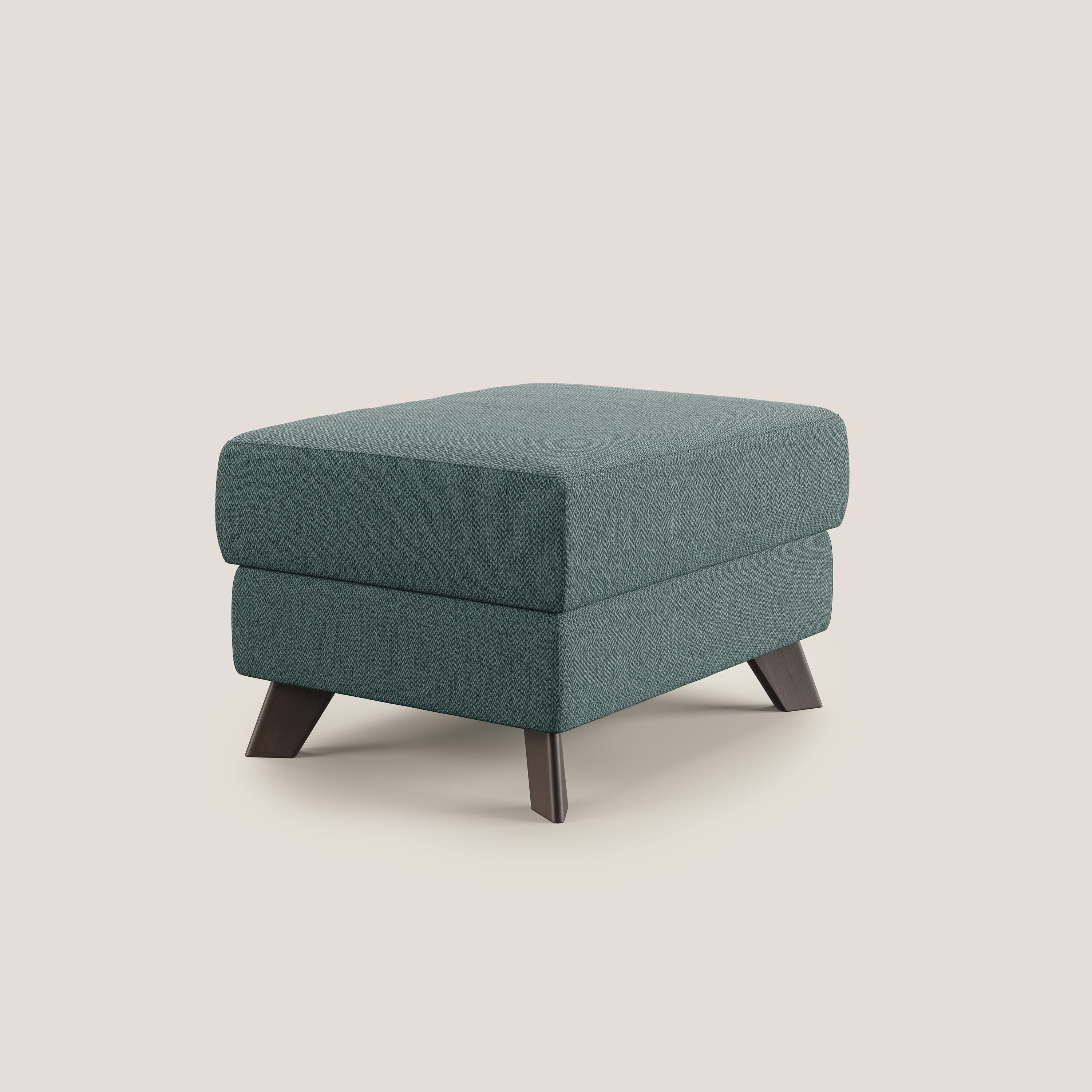 Moon Pouf contenitore e piedini alti in tessuto smacchiabile con acqua T05 verde - divani.store