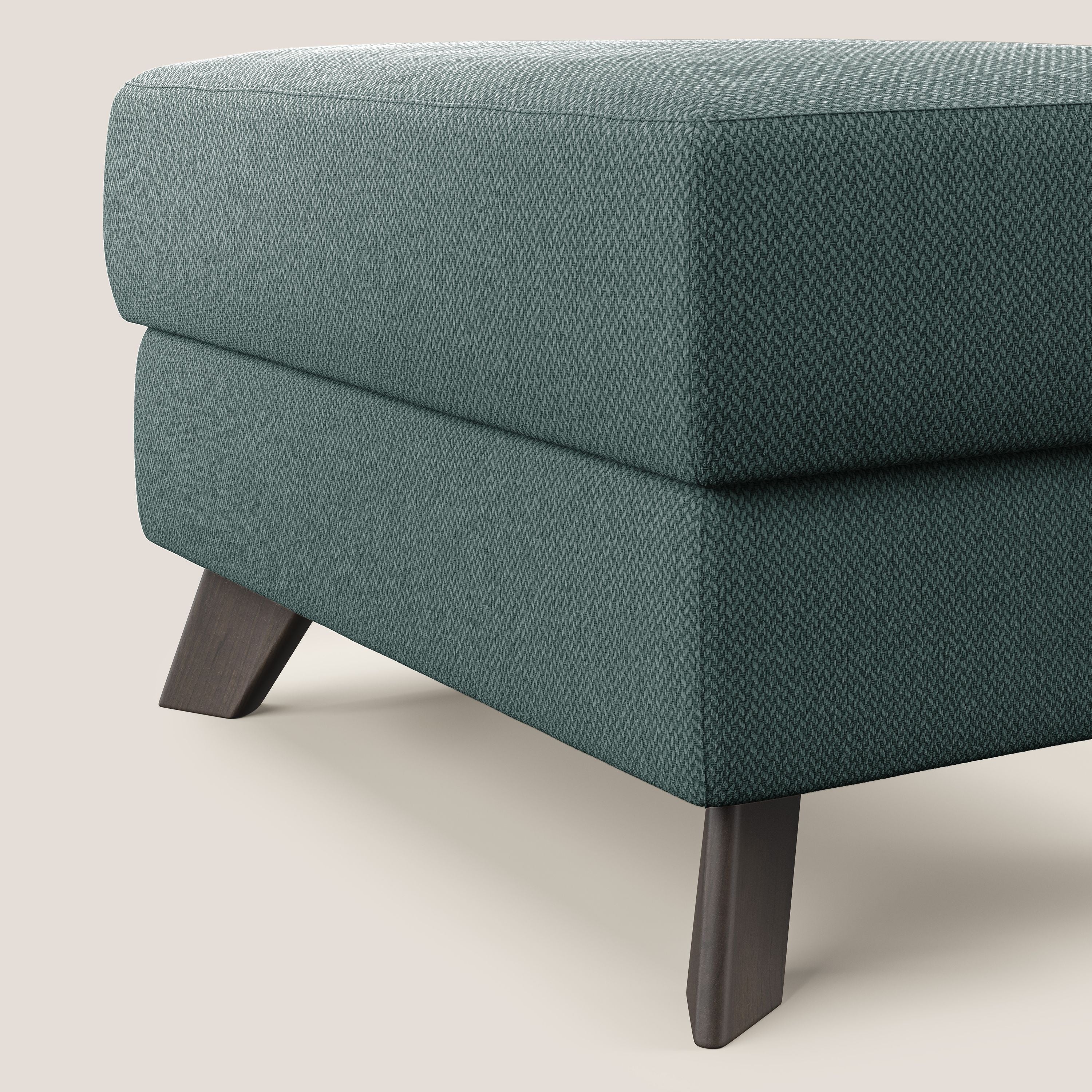 Moon Pouf contenitore e piedini alti in tessuto smacchiabile con acqua T05 verde - divani.store